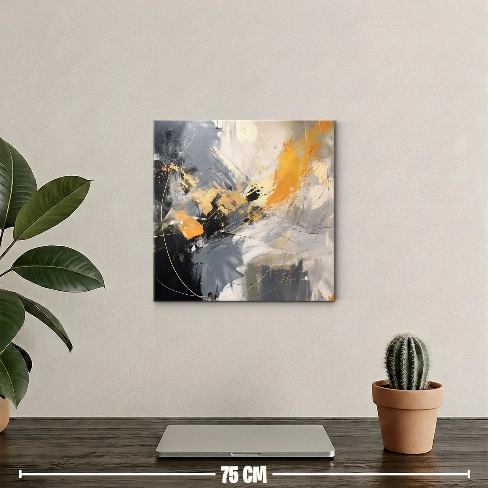 Cuadro abstracto en tonos grises y ocres intensos — miniatura 2
