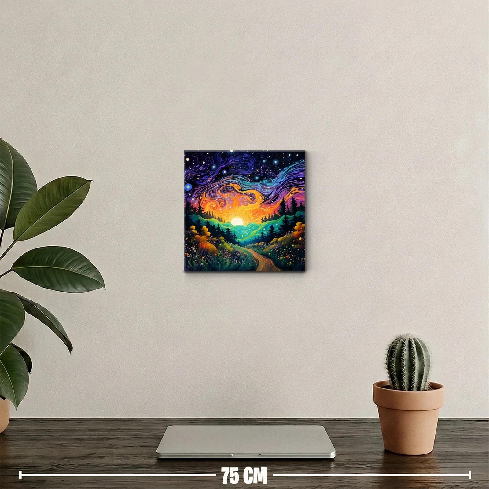 Paisaje nocturno vibrante con cielo estrellado y sendero — miniatura 2