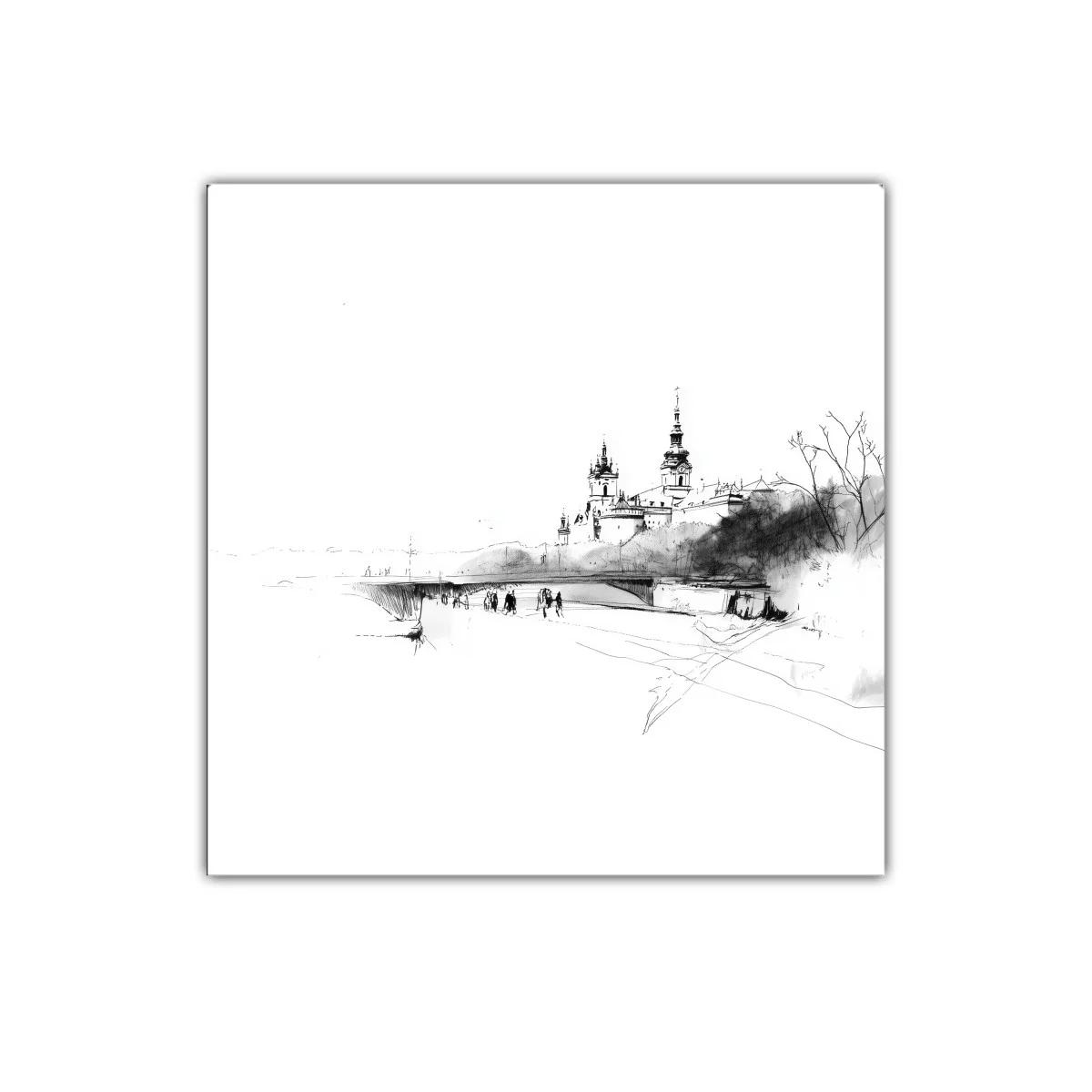 Paisaje urbano minimalista en tinta monocromática — imagen principal