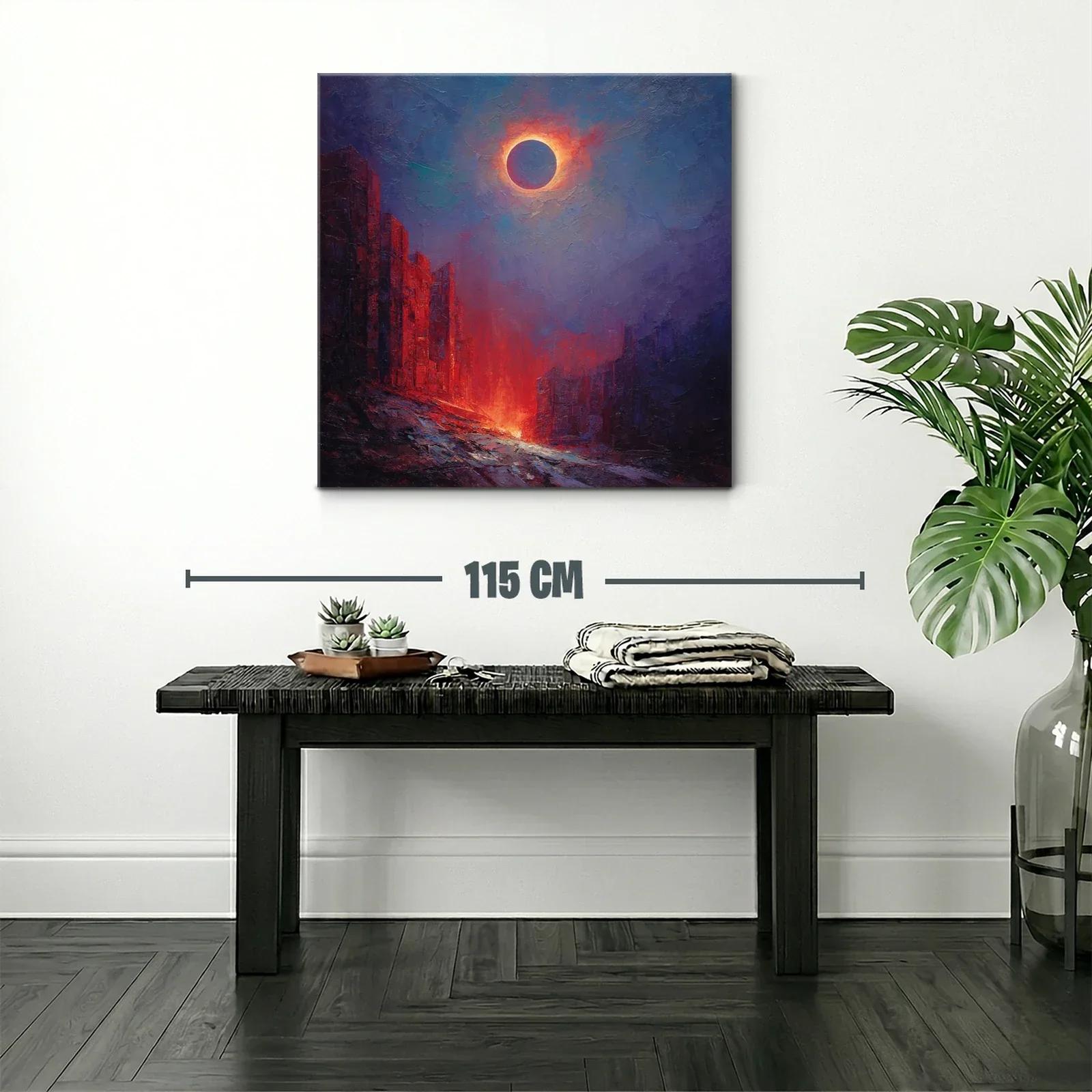 Eclipse solar sobre paisaje urbano en llamas — miniatura 2