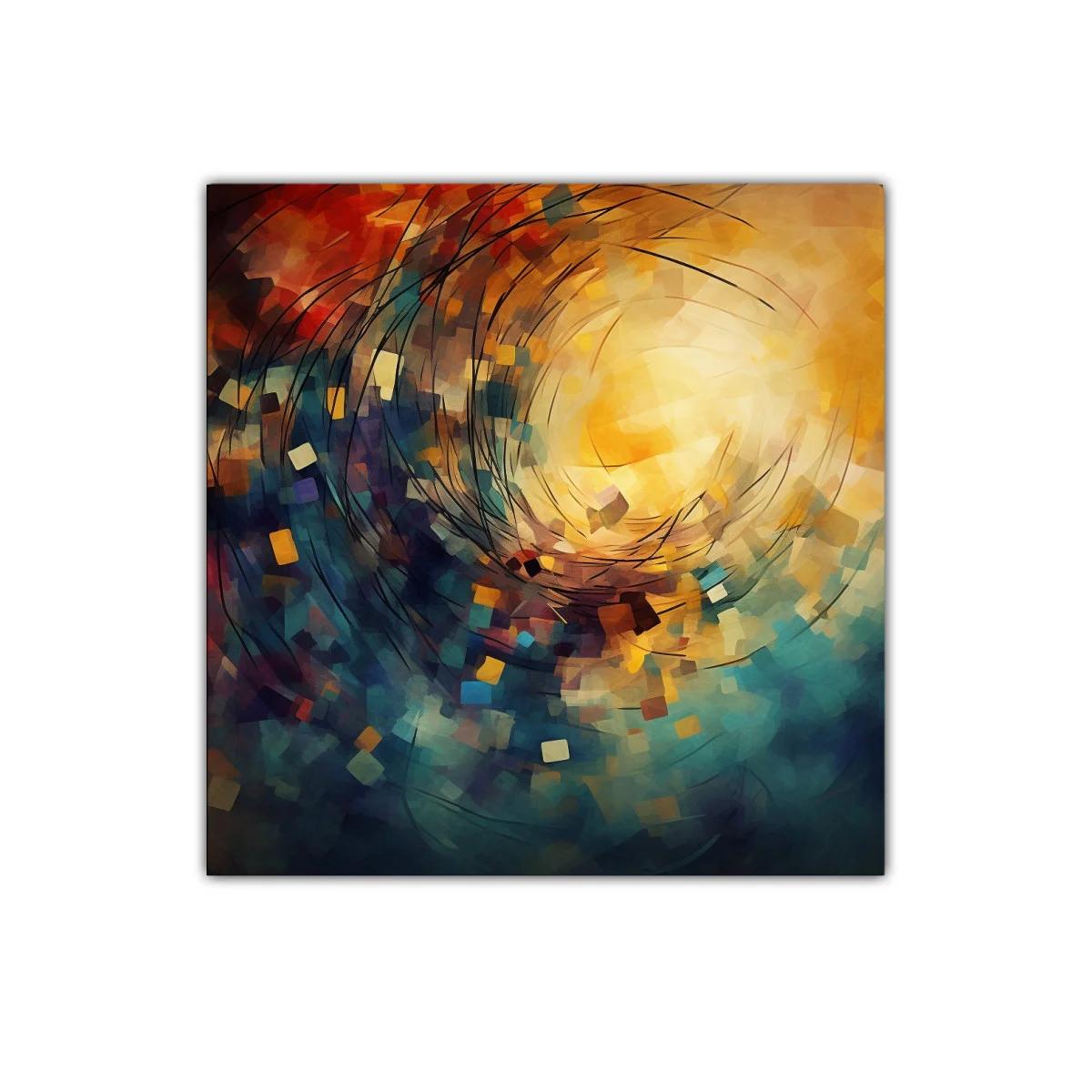 Composición abstracta vibrante con remolinos de color cálido y frío