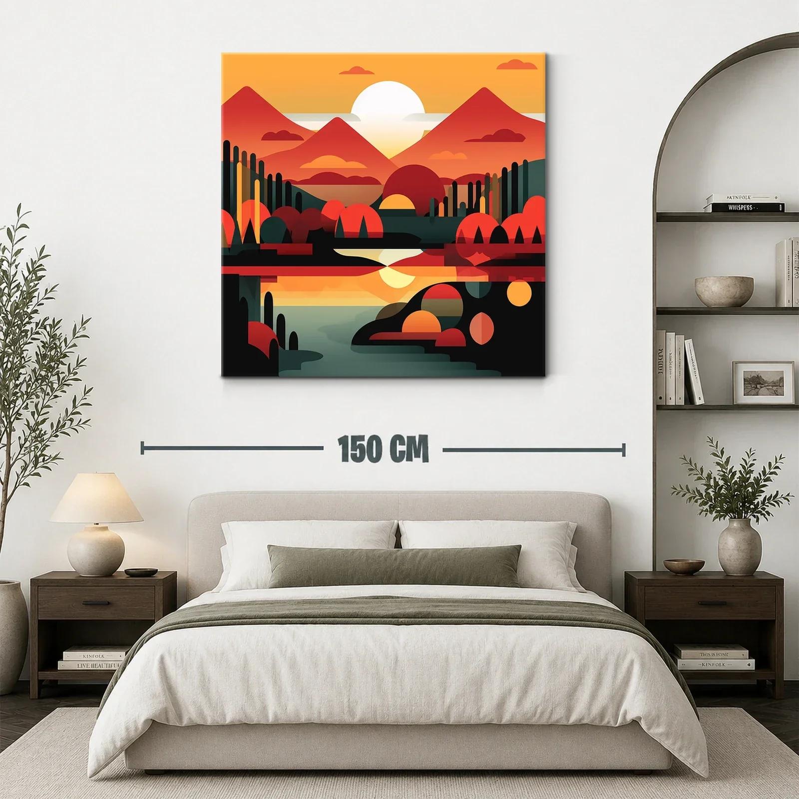 Paisaje geométrico en tonos cálidos al atardecer — miniatura 3