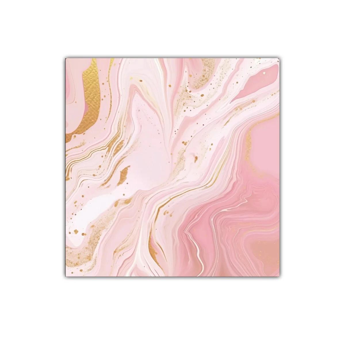 Cuadro decorativo con diseño abstracto en tonos rosa y dorado — miniatura 1