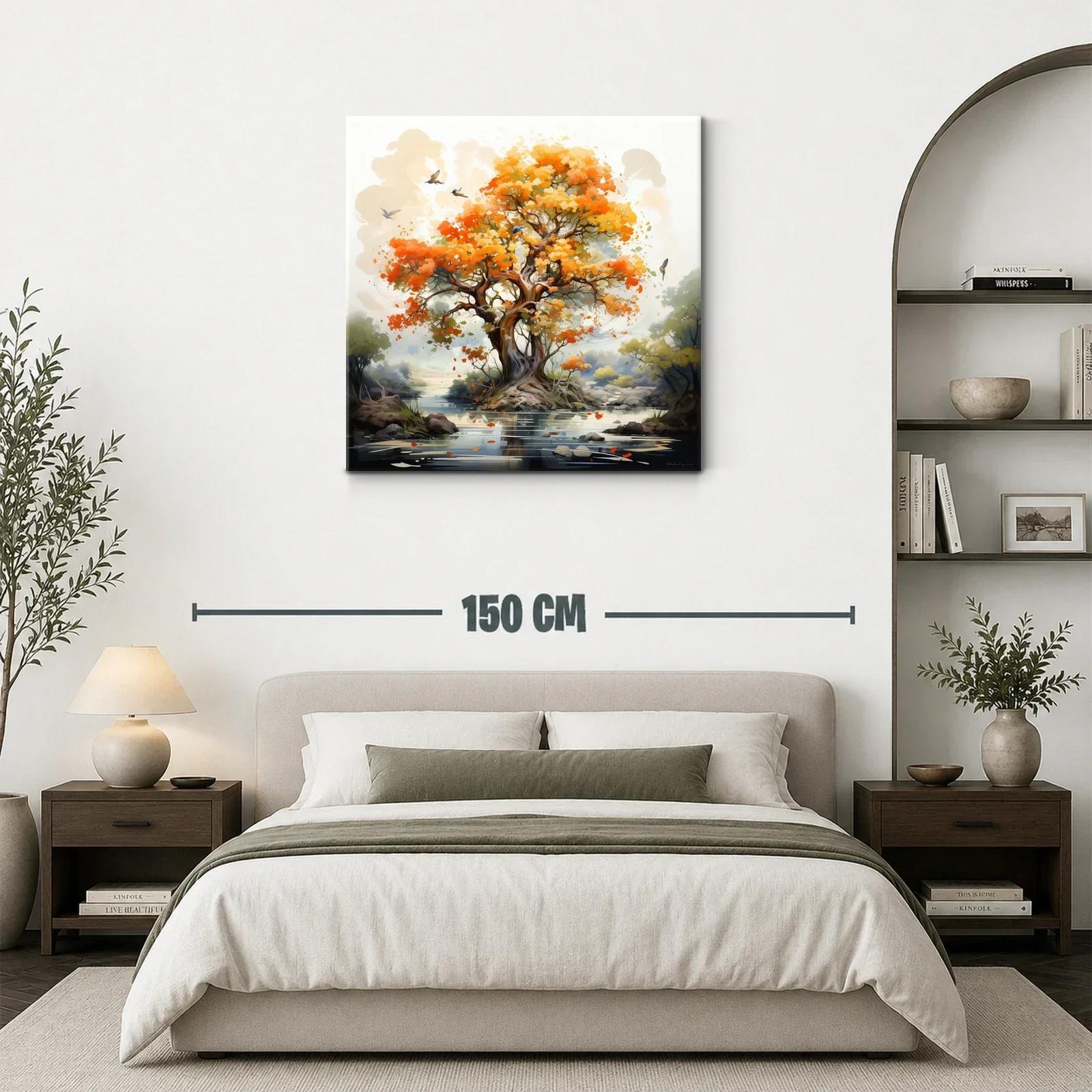 Árbol otoñal con reflejo en lago sereno — miniatura 3