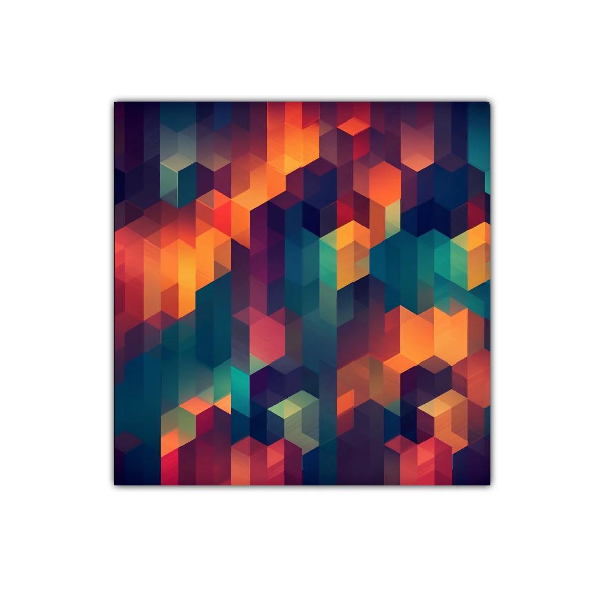 Composición geométrica vibrante en tonos cálidos y fríos — imagen principal