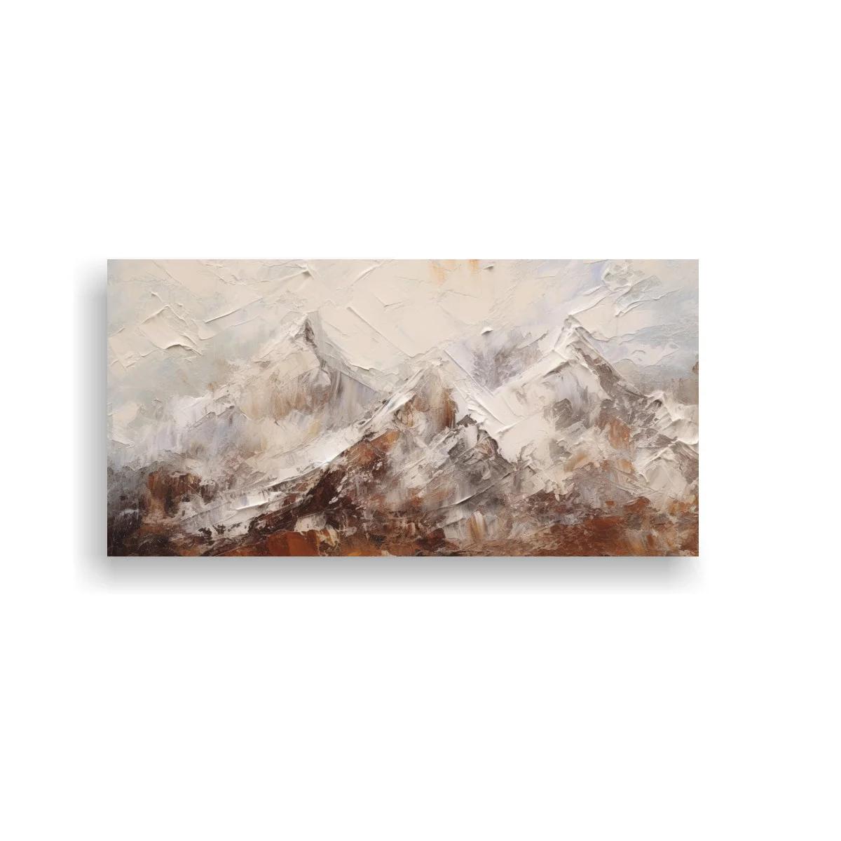 Cuadro cordillera nevada con pinceladas gruesas