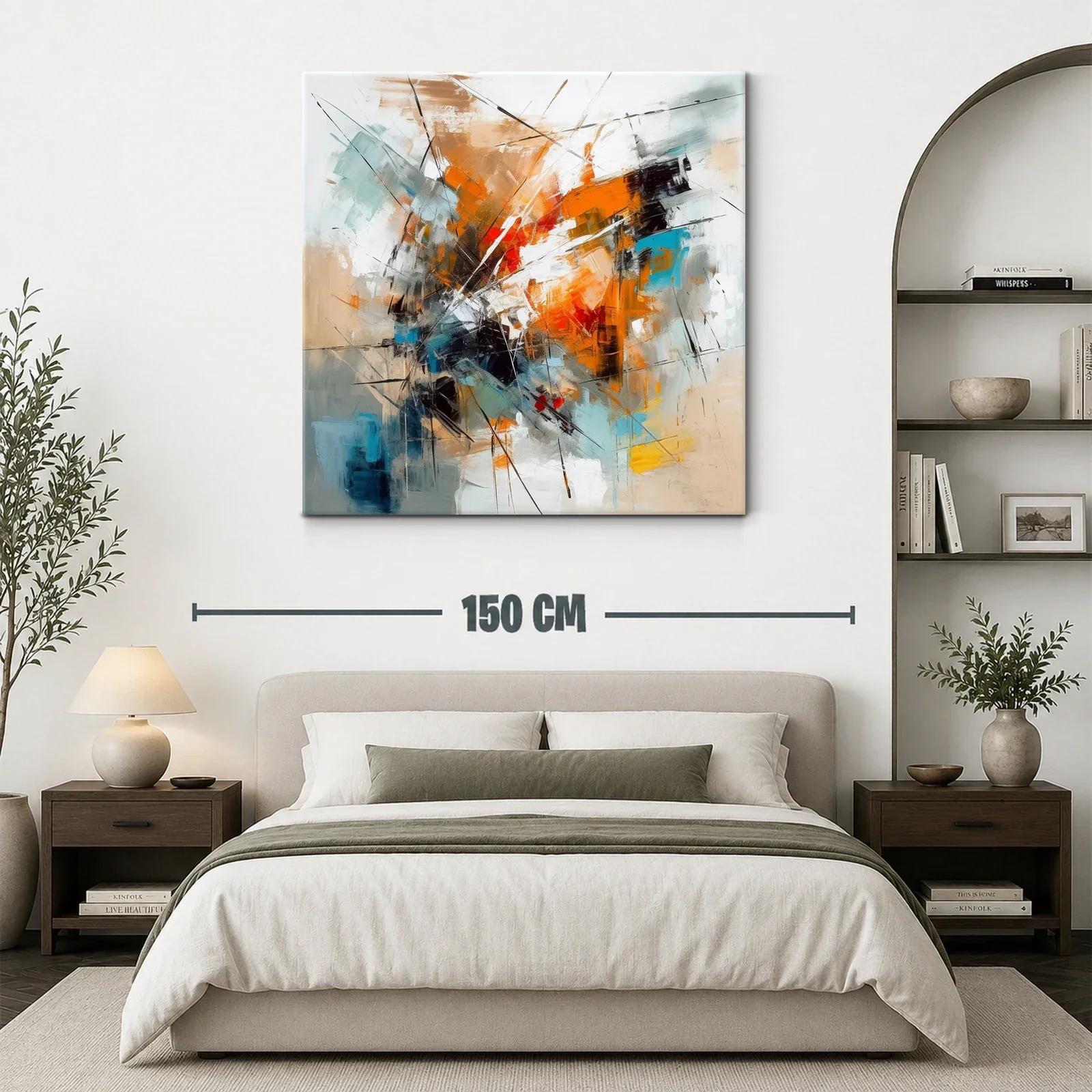 Cuadro abstracto con tonos cálidos y frios vibrantes — miniatura 3