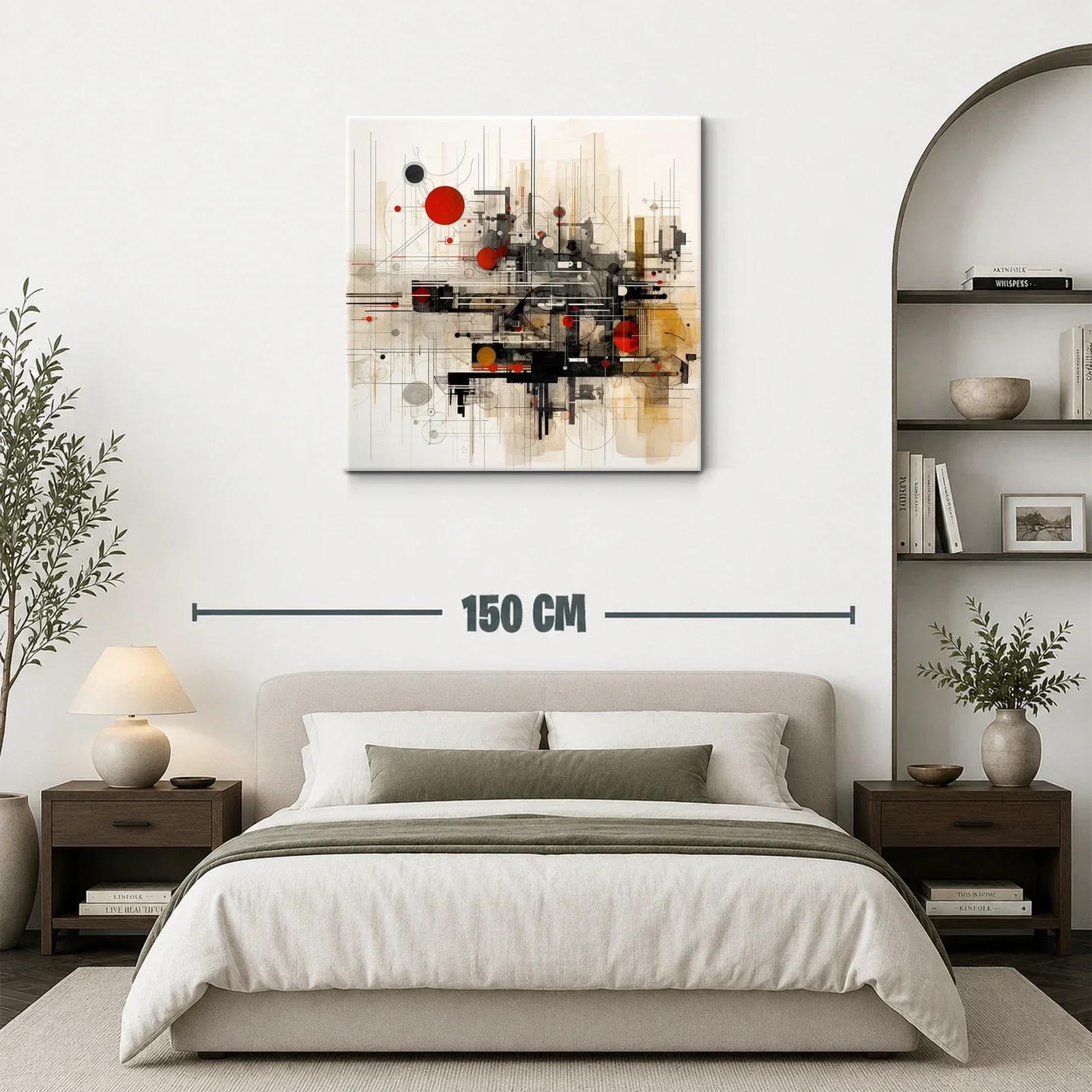 Composición geométrica con toques rojos y negros vibrantes — miniatura 3