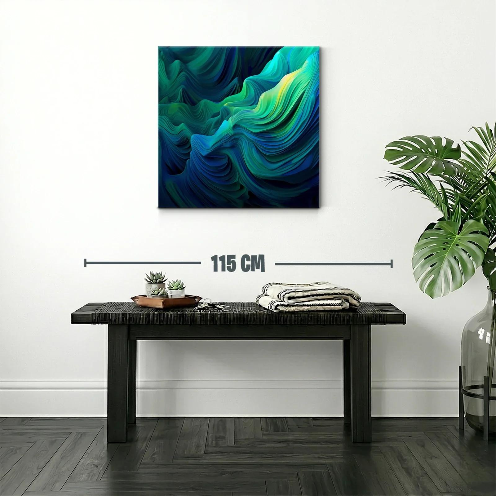 Cuadro Abstracto en Tonos Verdes y Azules Vibrantes — miniatura 2