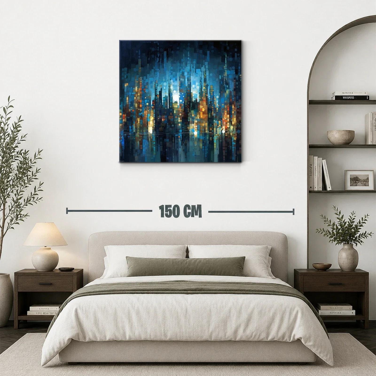 Cuadro arte moderno ciudad nocturna vibrante — miniatura 3