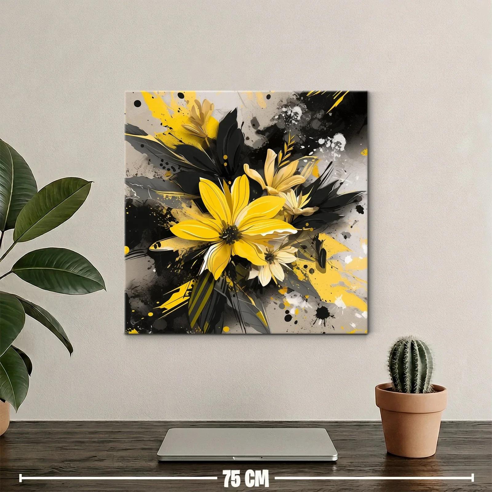 Flores vibrantes en tonos amarillos y negros modernos — miniatura 2