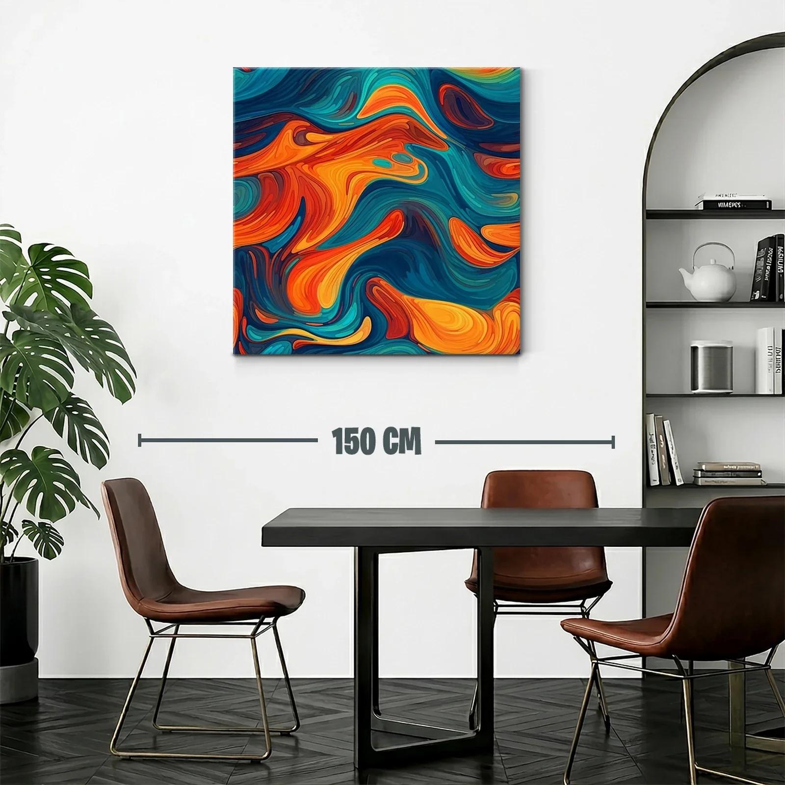 Cuadro abstracto con tonos vibrantes y formas fluidas — miniatura 2