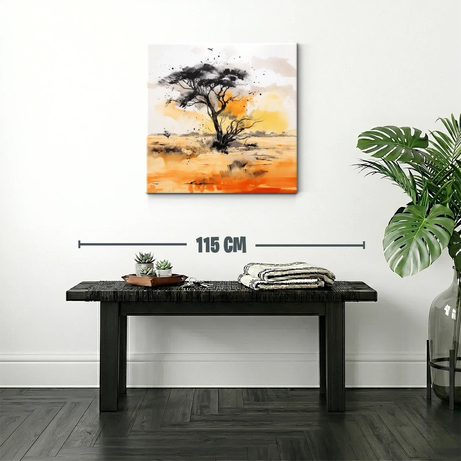 Árbol solitario al atardecer en horizonte desértico — miniatura 2