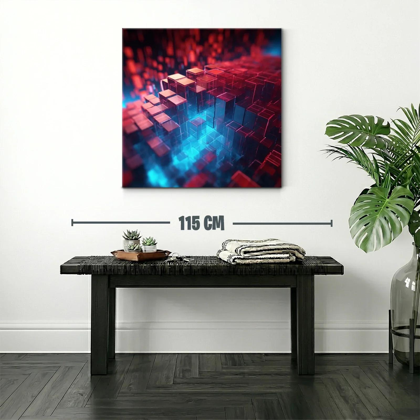 Composición abstracta de cubos translúcidos en azul y rojo — miniatura 2