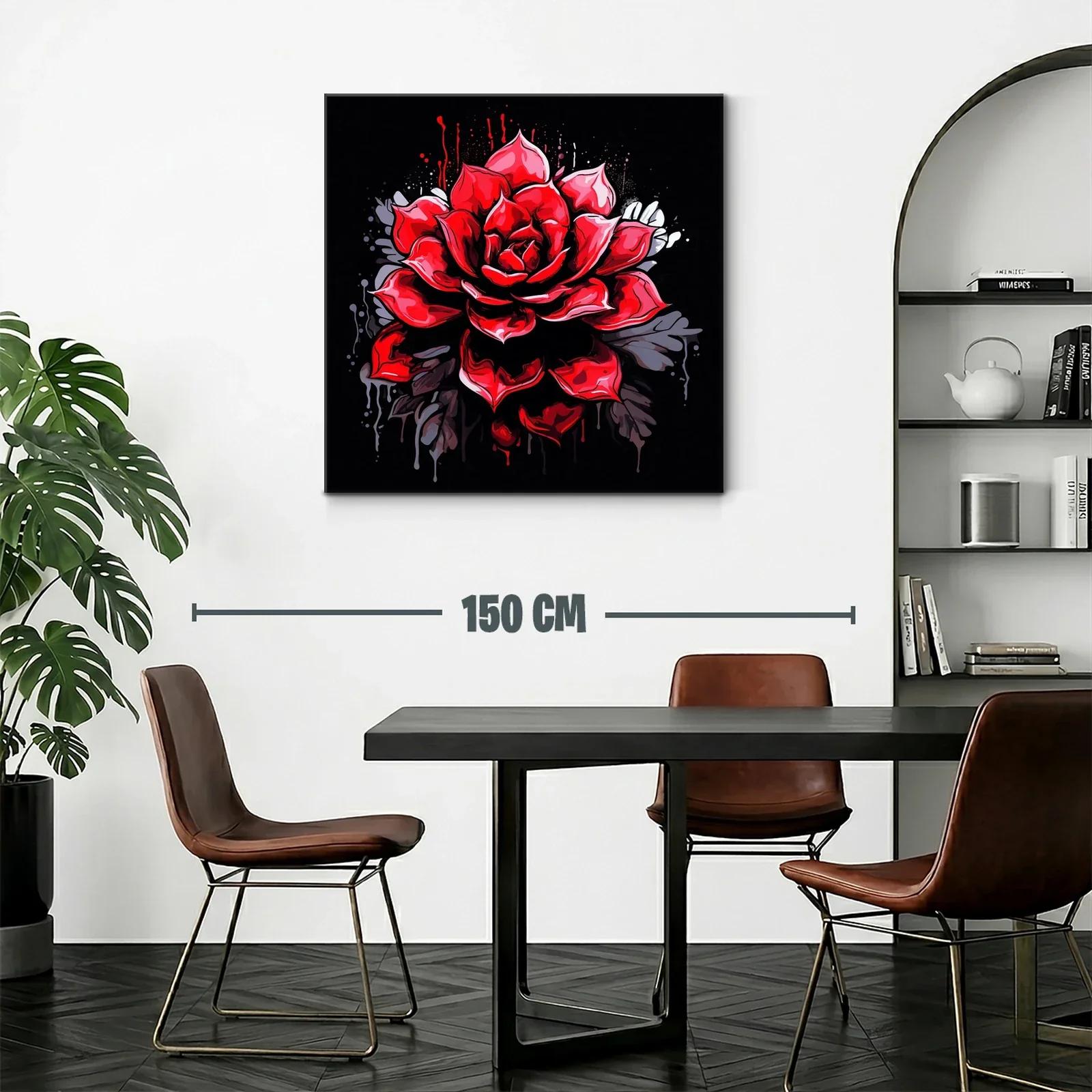 Impactante rosa roja con fondo oscuro vibrante — miniatura 2