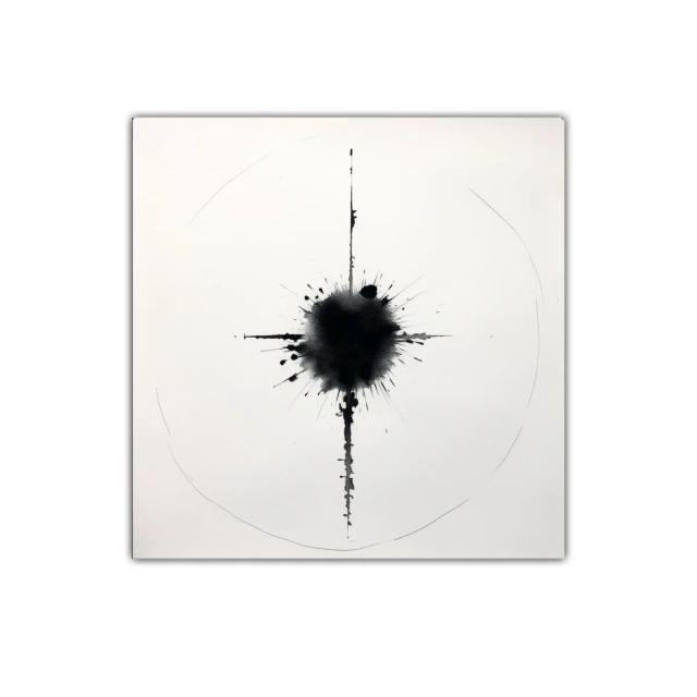 Cuadro minimalista con diseño abstracto en negro y blanco