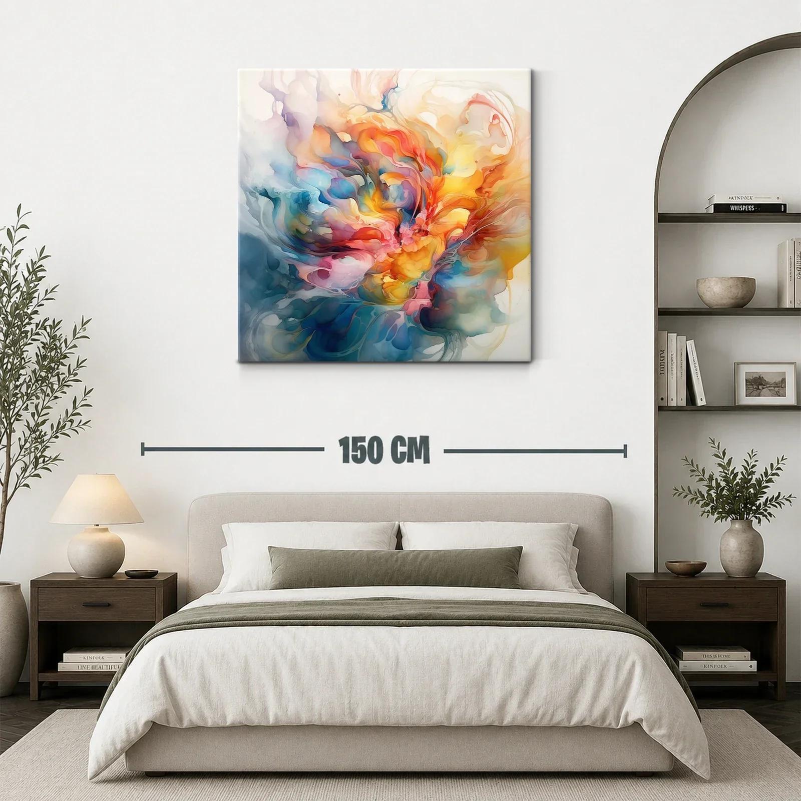 Cuadro abstracto floral en tonos vibrantes y suaves — miniatura 3