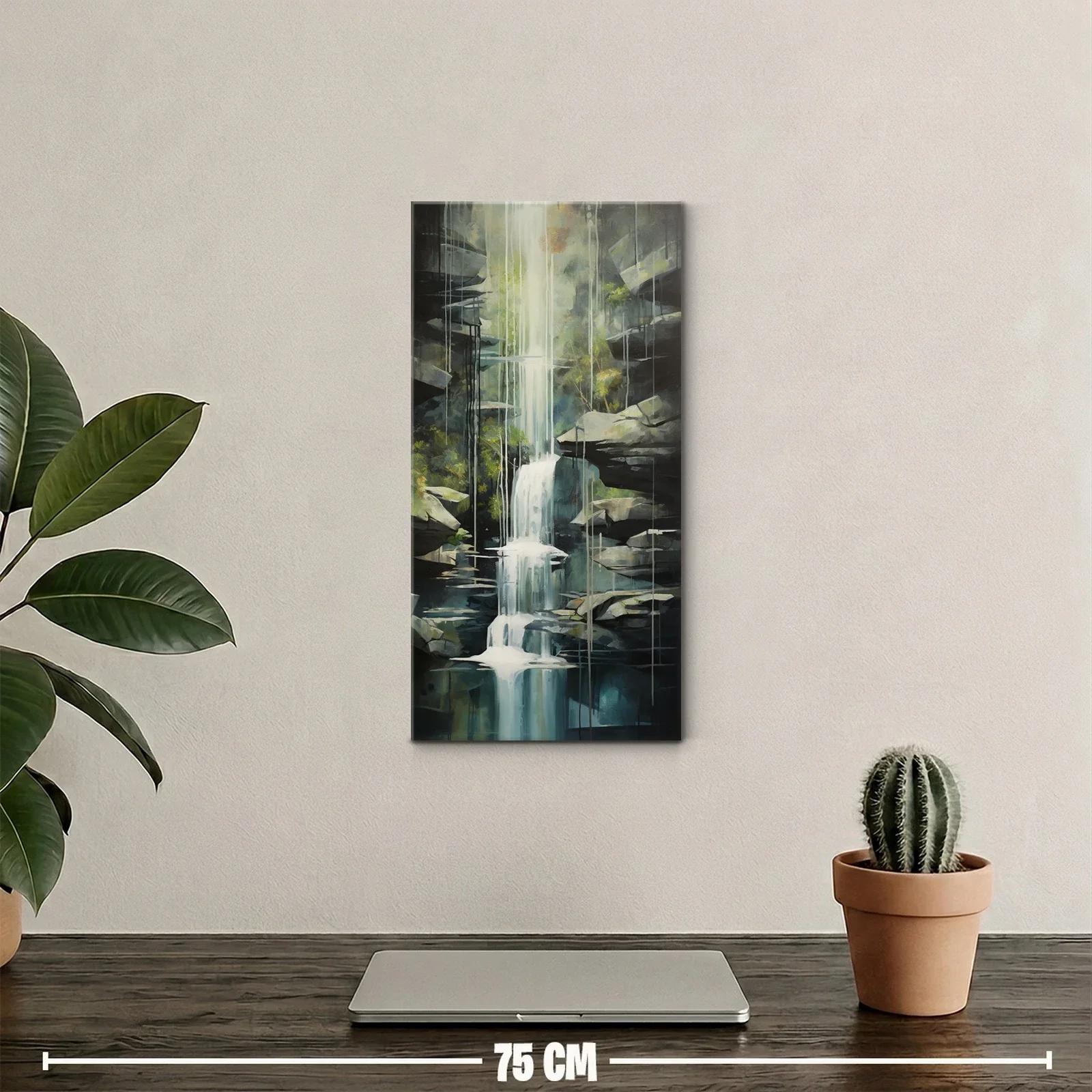 Cuadro cascada estrecha entre rocas oscuras — miniatura 2