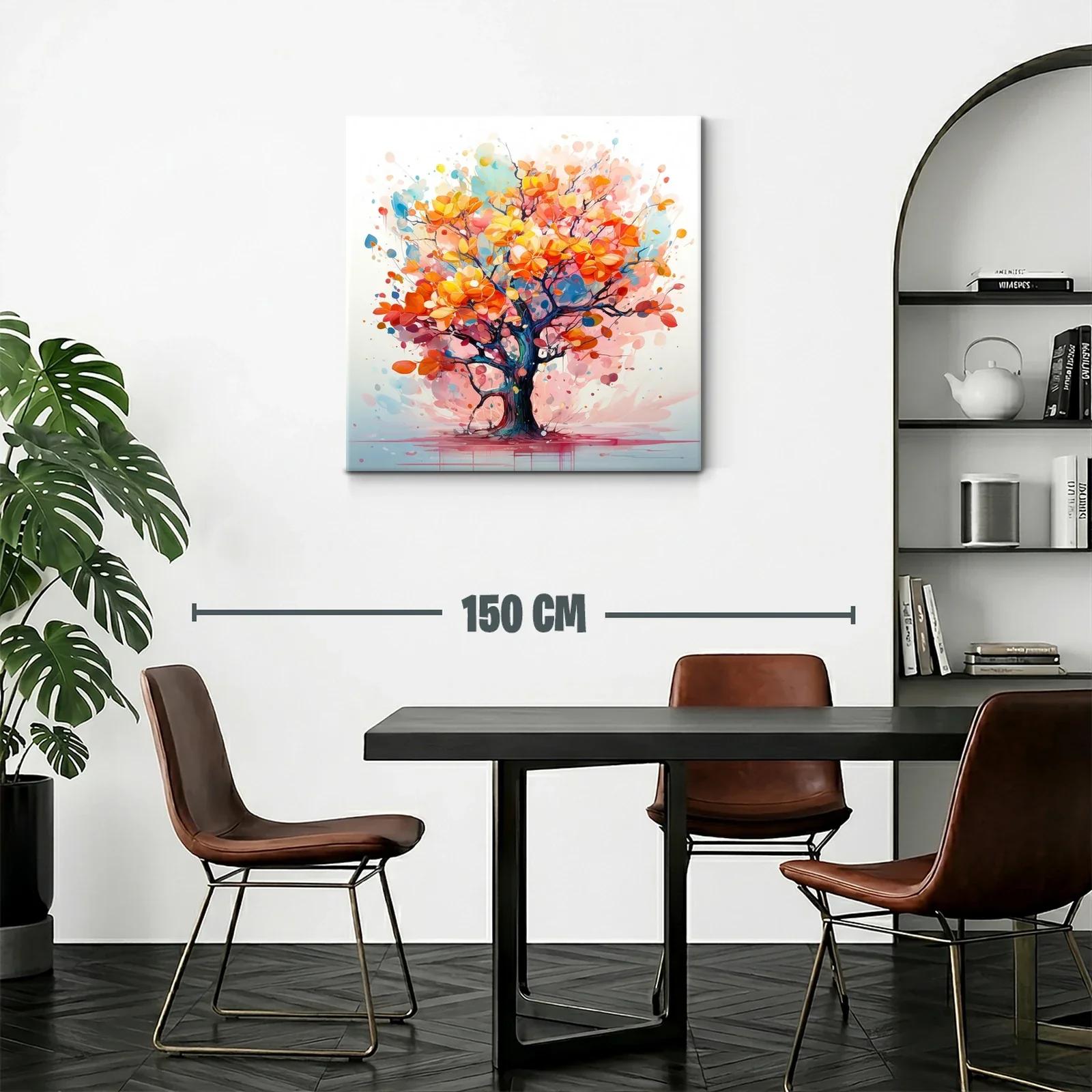 Árbol vibrante con hojas en tonos cálidos y azules — miniatura 2