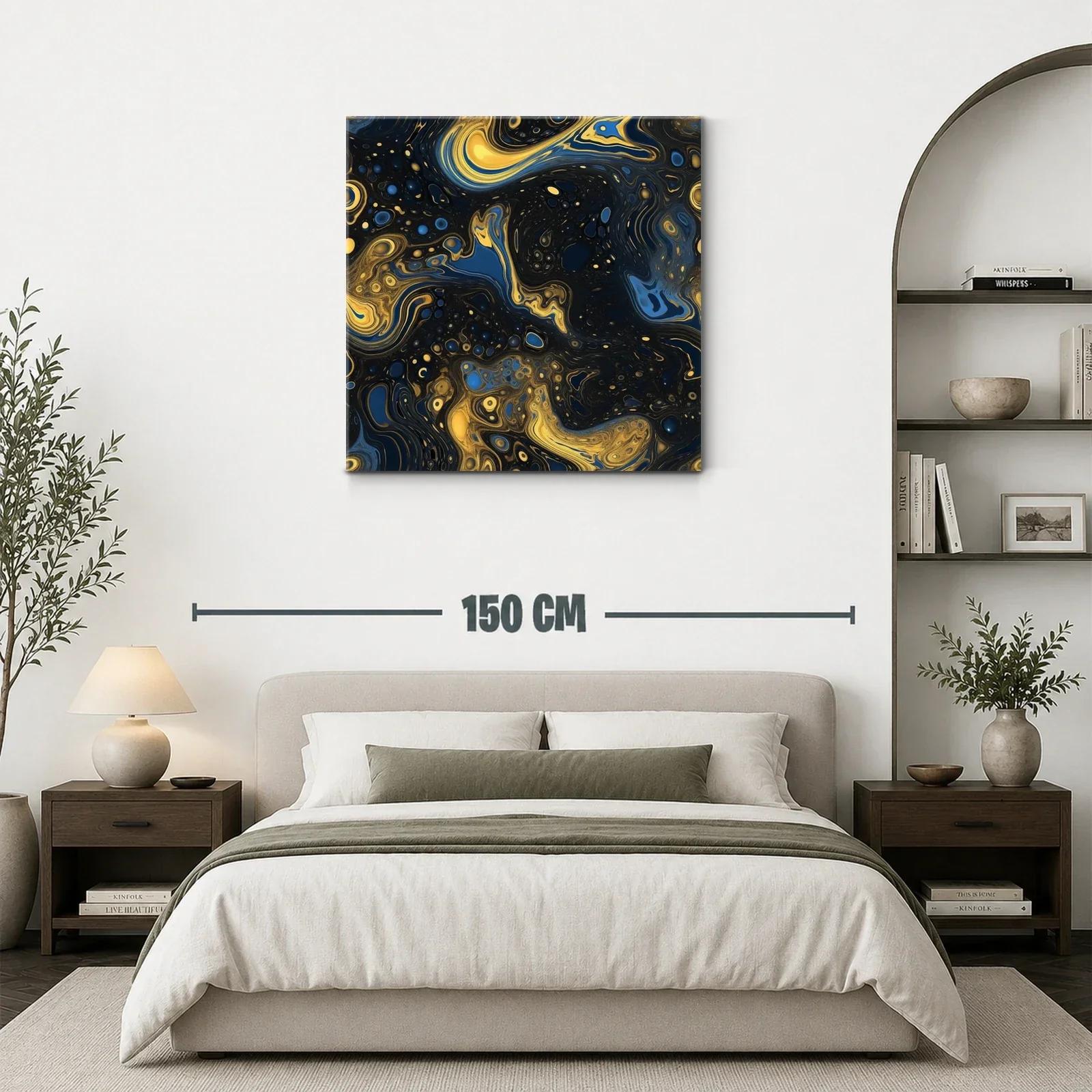 Arte abstracto en tonos azul y dorado brillante — miniatura 3