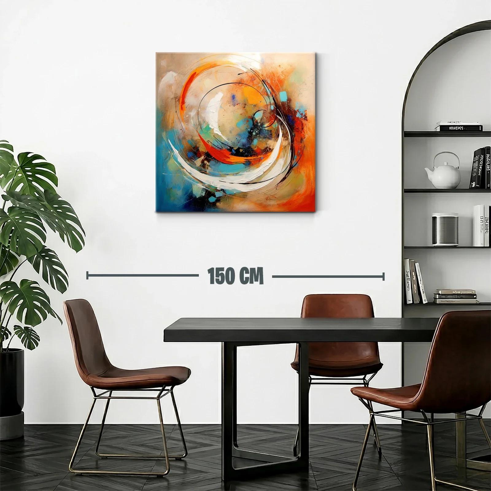 Cuadro abstracto con vibrantes tonos naranja y azul — miniatura 2