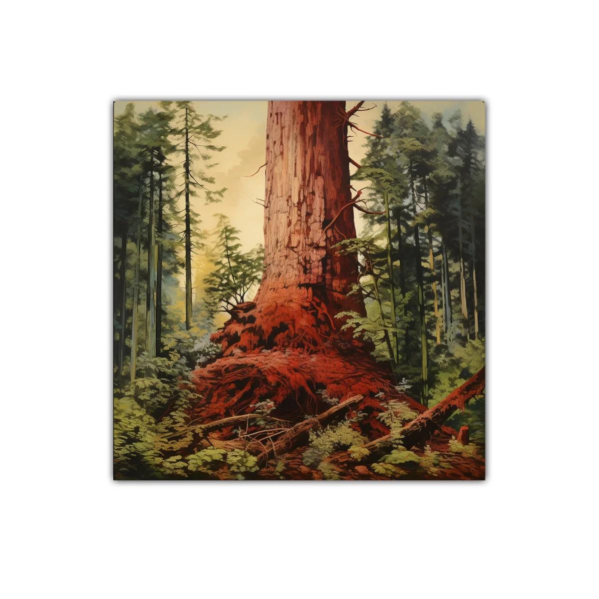 Majestuoso Tronco en Bosque Verde y Tonos Cálidos — imagen principal