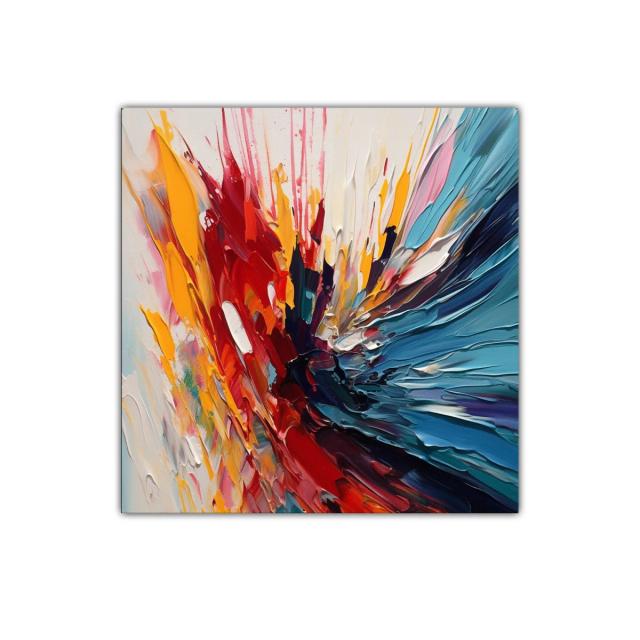 Cuadro colorido con explosión de tonos vibrantes y movimiento
