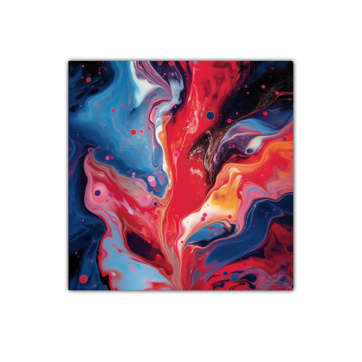 Cuadro decorativo abstracto en vibrantes tonos rojos y azules