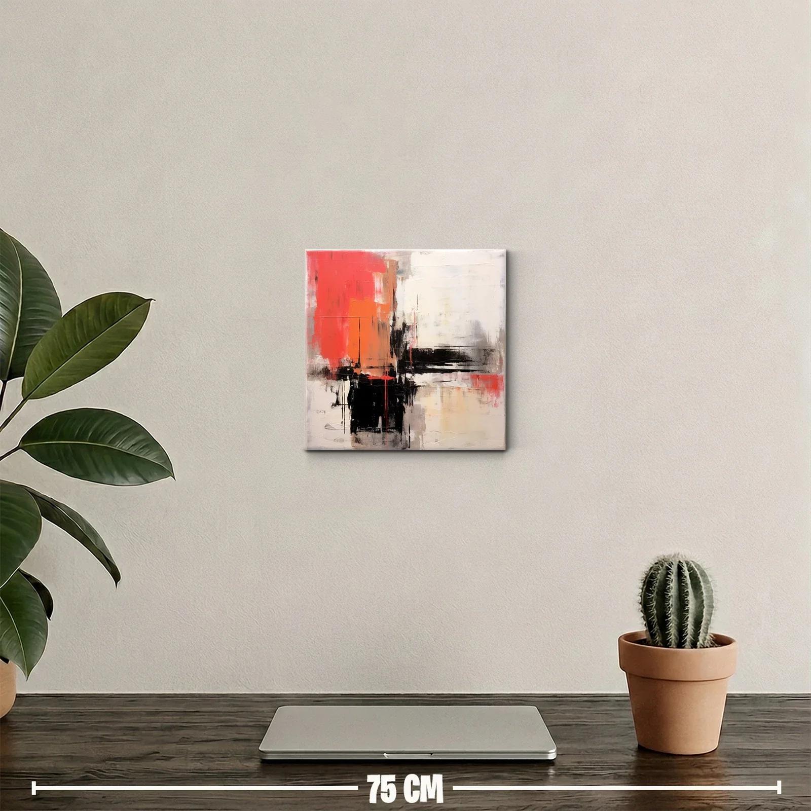 Cuadro abstracto en tonos rojos y negros vibrantes — miniatura 2