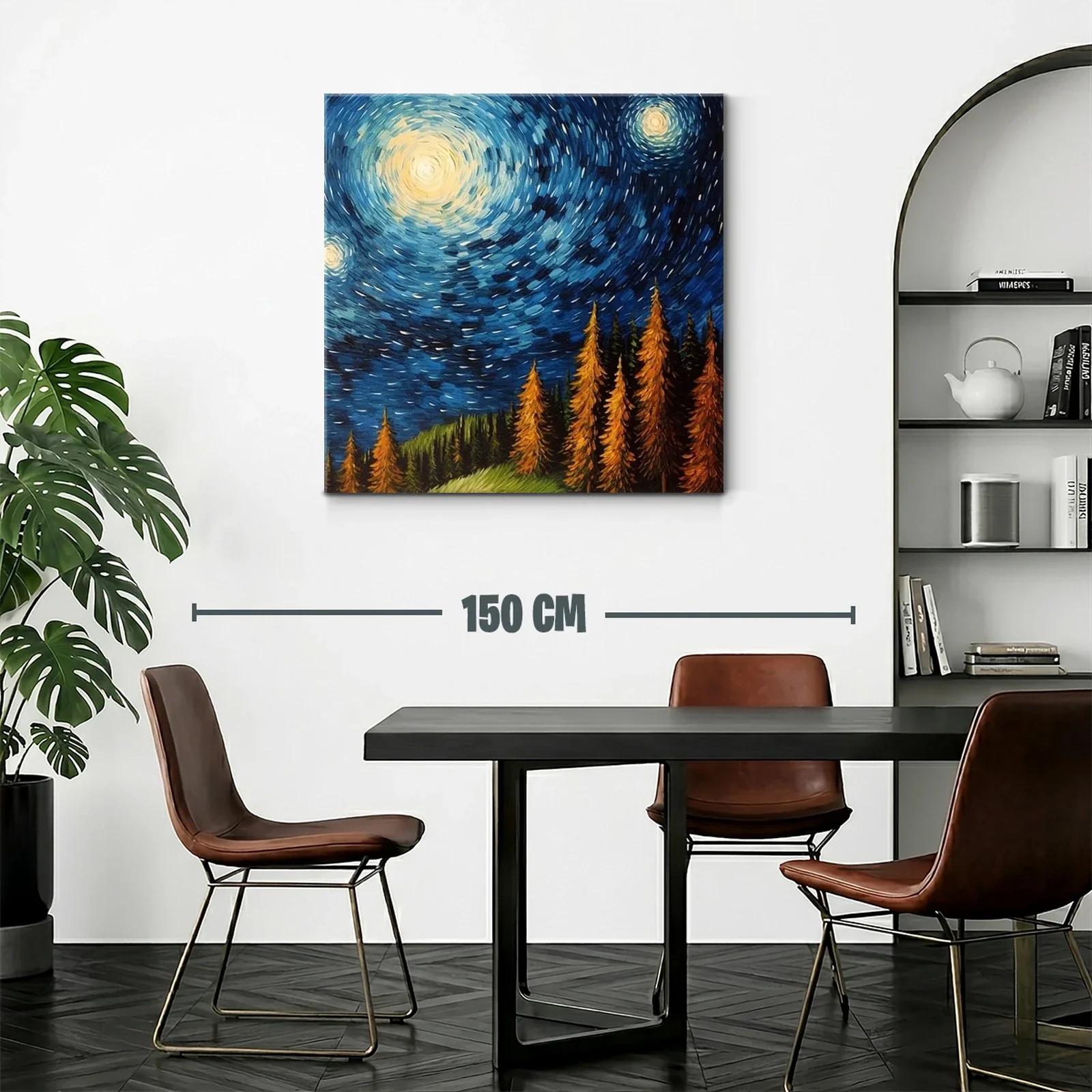 Cielo estrellado vibrante sobre bosque otoñal — miniatura 2