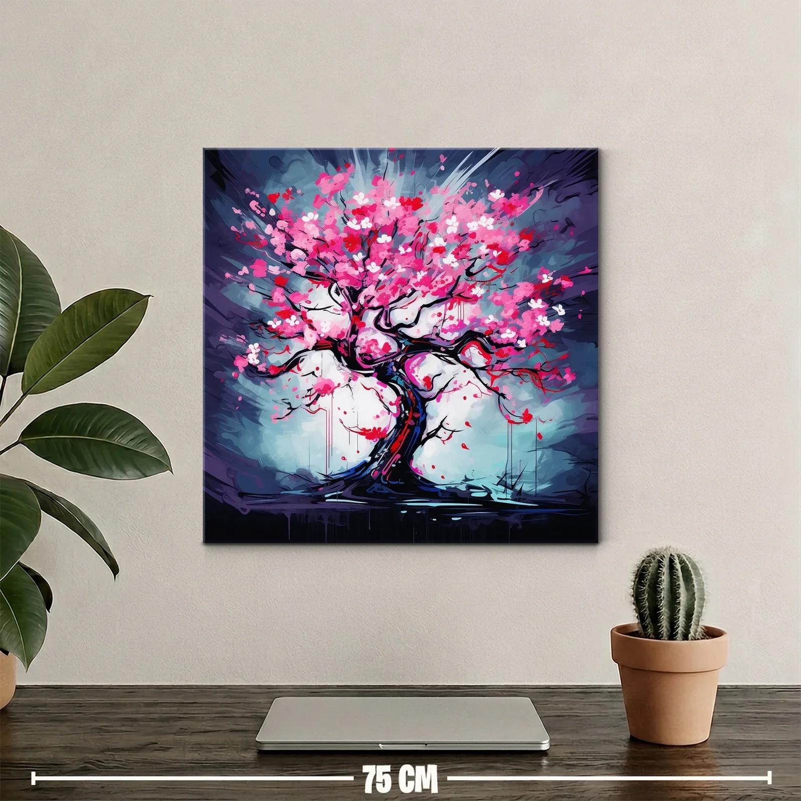 Árbol de flores vibrantes en tonos rosas y rojos — miniatura 2