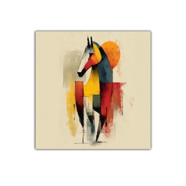 Cuadro decorativo moderno con figura de caballo colorida