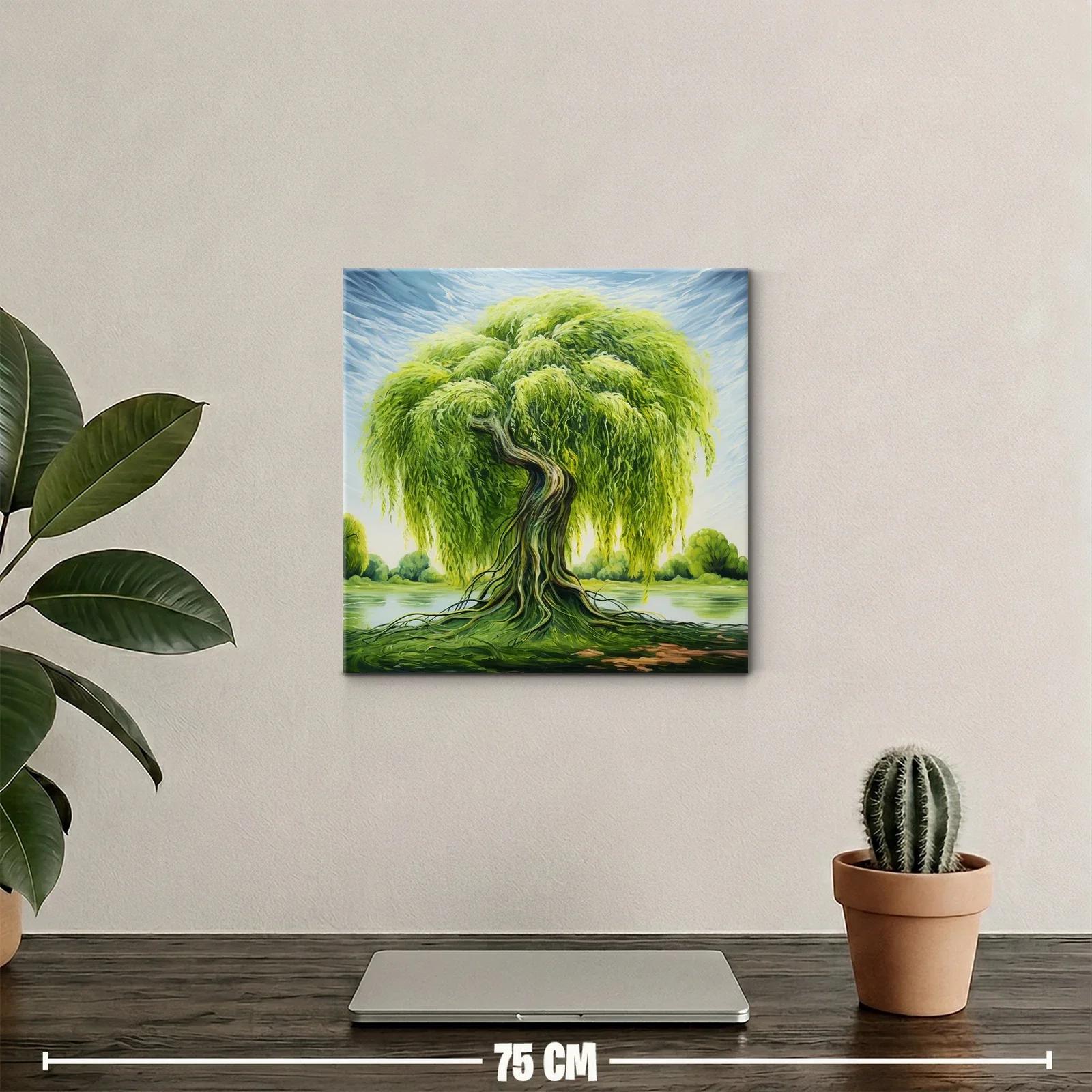 Esplendoroso árbol de sauce junto al agua en paisaje sereno — miniatura 2