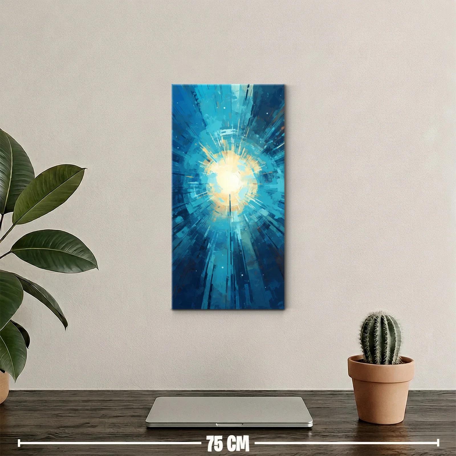 Cuadro estallido de luz azul con rayos geométricos — miniatura 2