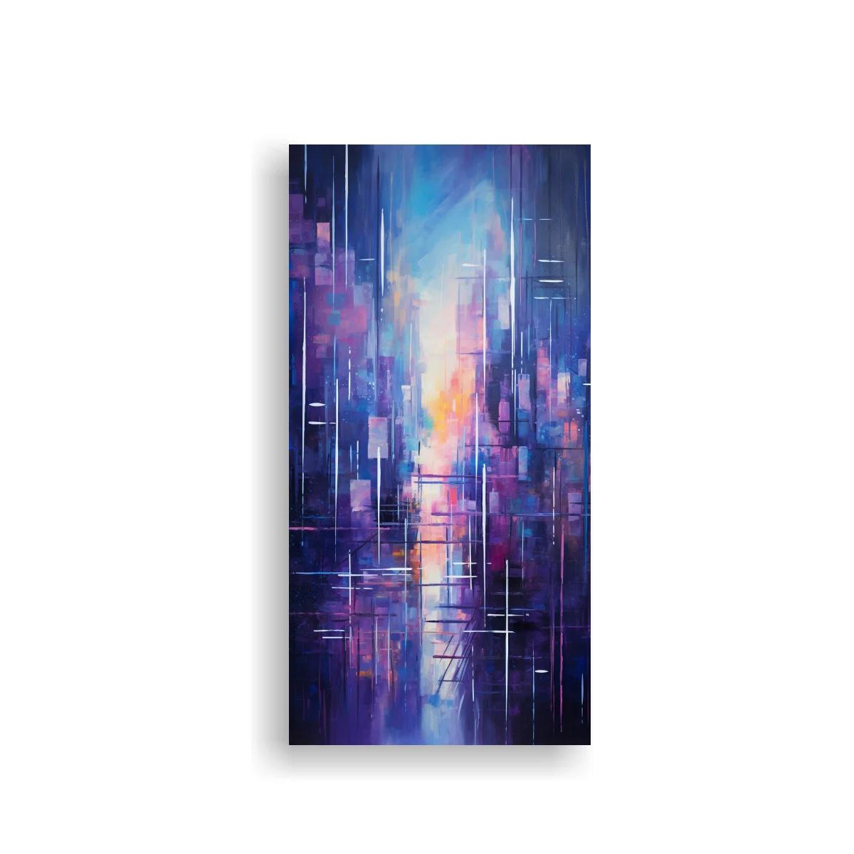 Cuadro abstracción luminosa con columna de luz y bloques geométricos — imagen principal