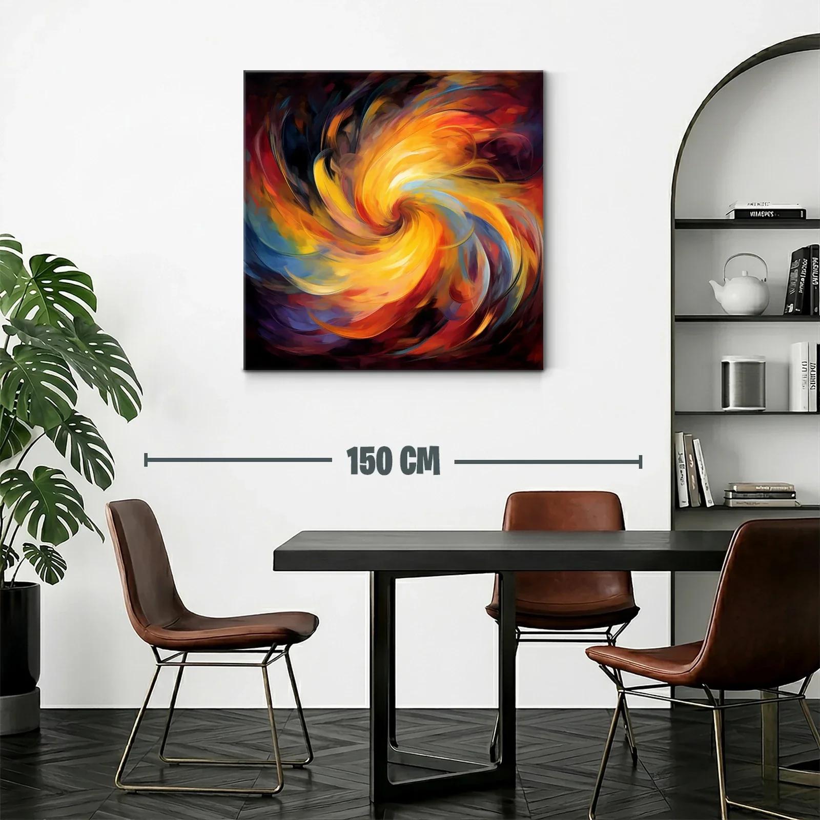 Cuadro abstracto con espiral vibrante en tonos cálidos — miniatura 2
