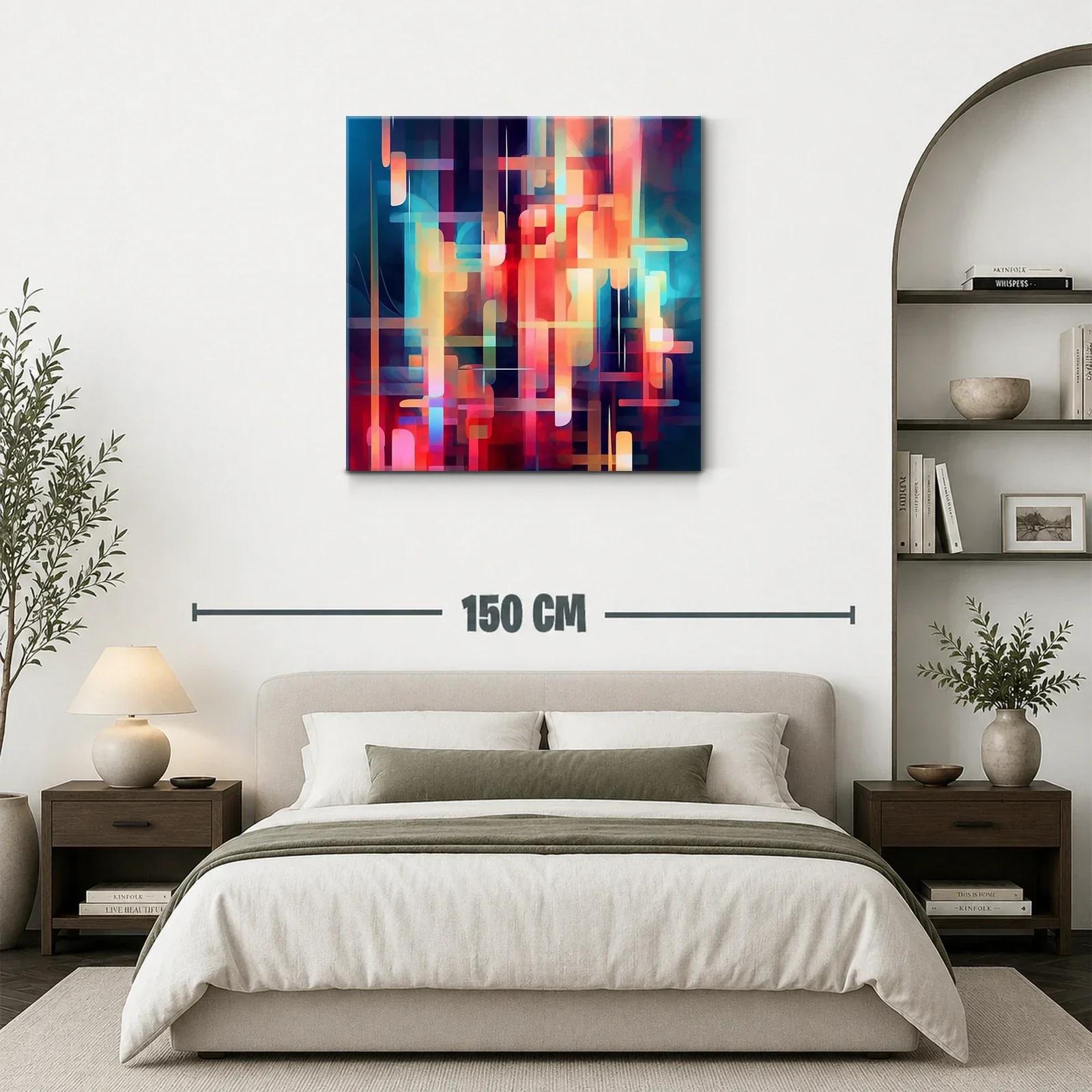 Composición abstracta vibrante con tonos cálidos y fríos — miniatura 3