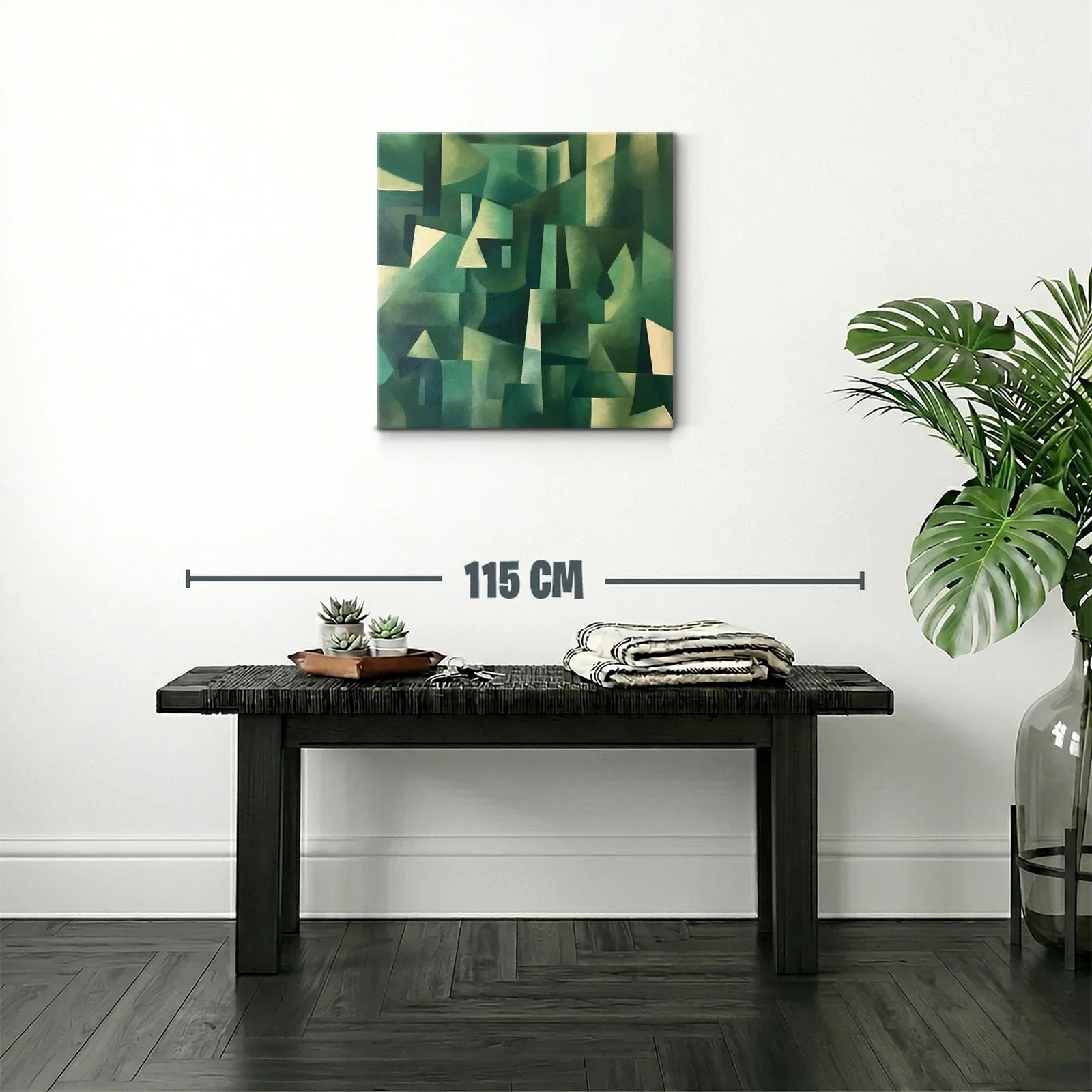 Composición abstracta con tonos verdes y formas geométricas — miniatura 2