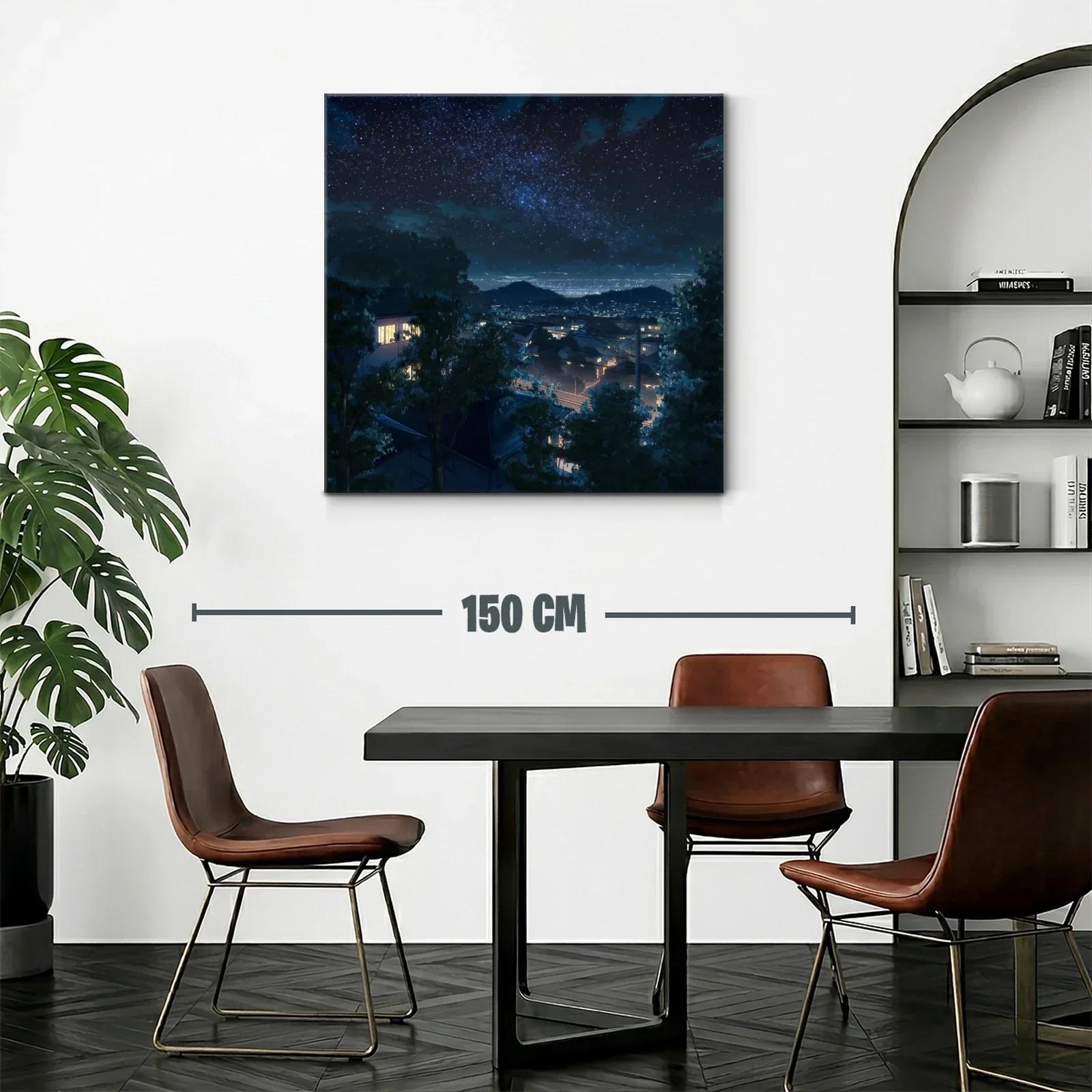 Cielo estrellado sobre ciudad tranquila nocturna — miniatura 2