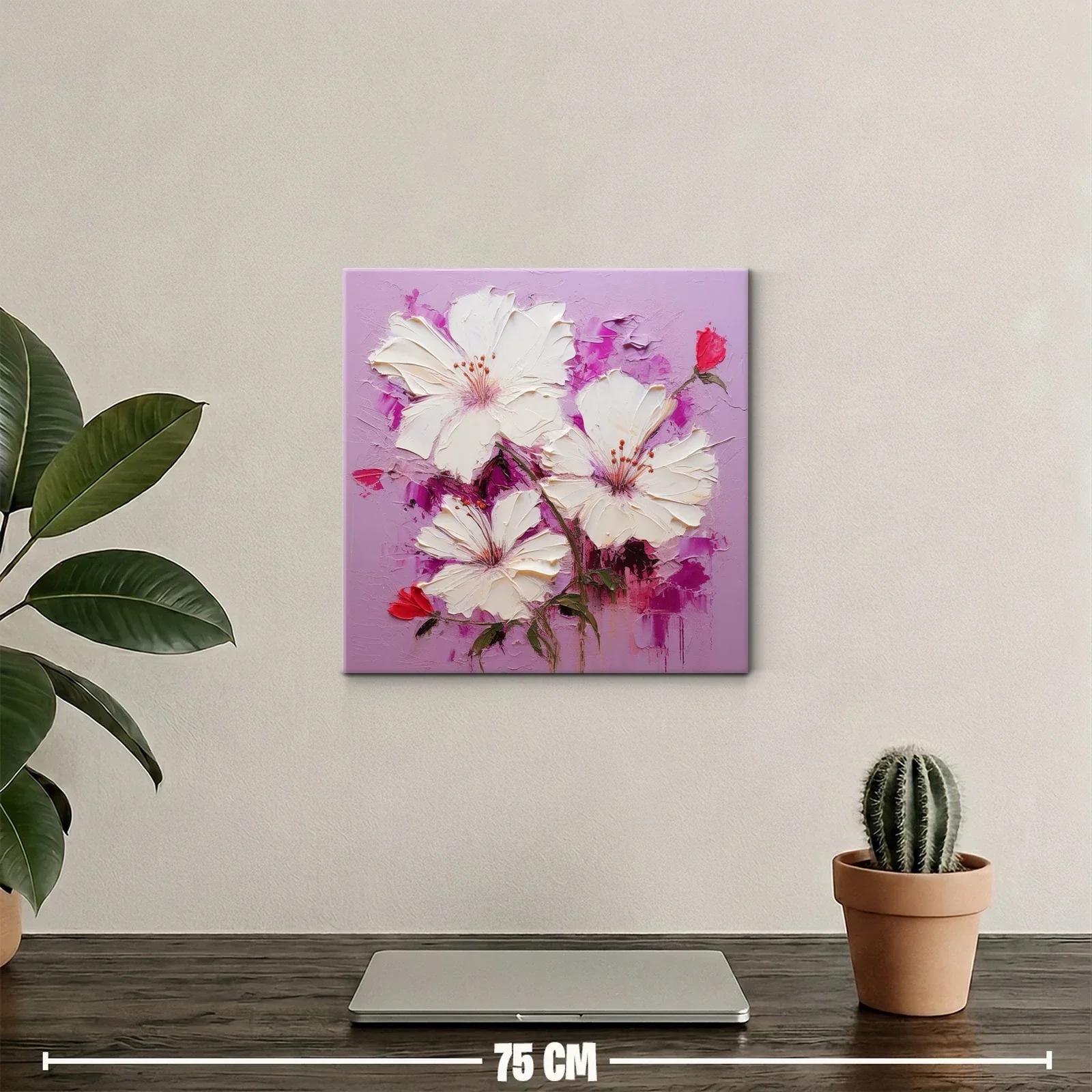 Elegantes flores blancas sobre fondo lavanda vibrante — miniatura 2