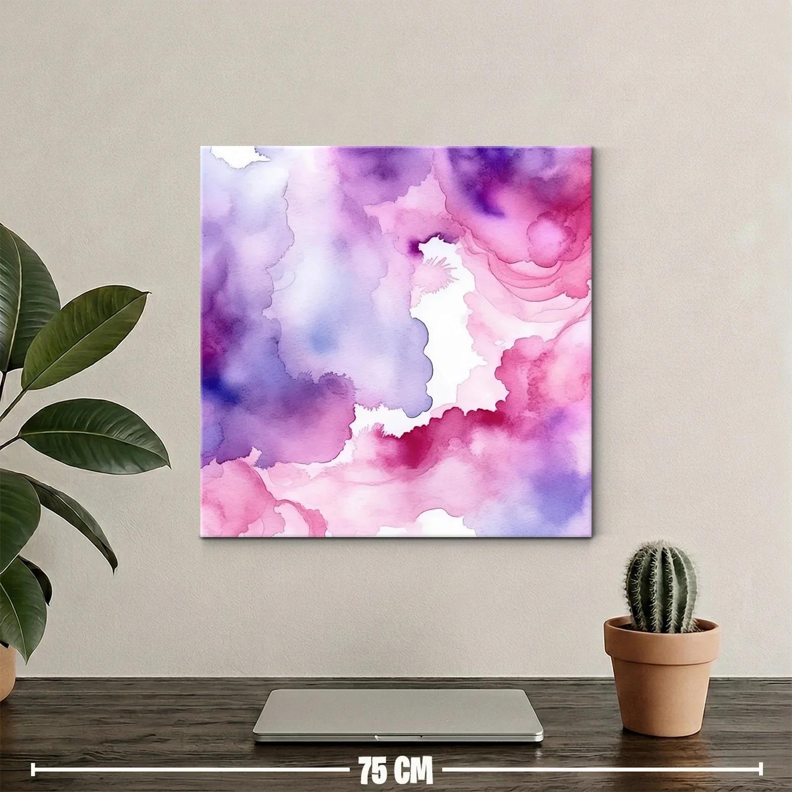 Cuadro abstracto con tonos morados y rosas vibrantes — miniatura 2