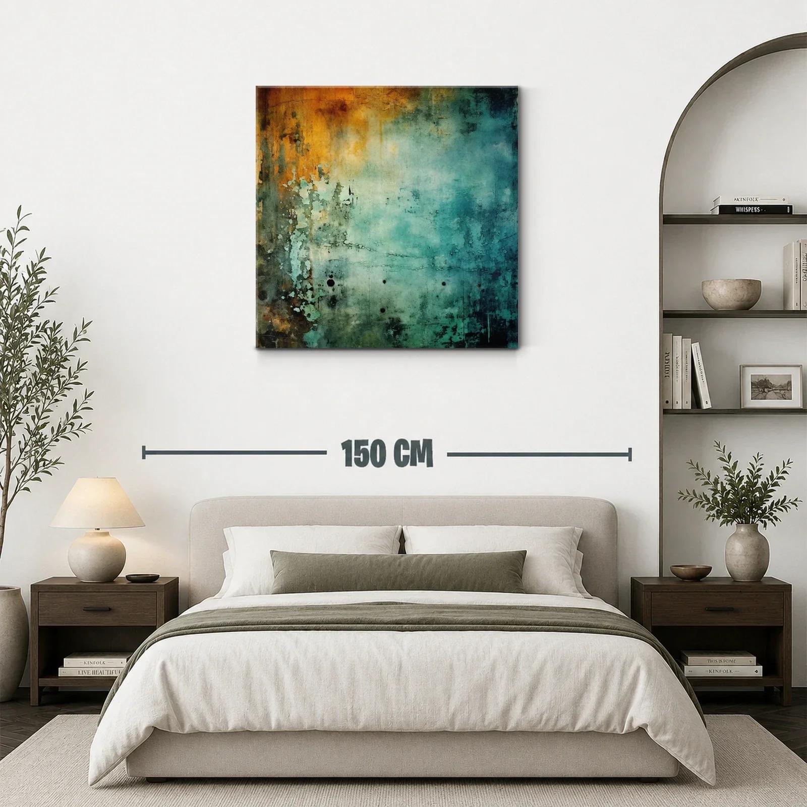 Cuadro abstracto con texturas y tonos cálidos y fríos — miniatura 3
