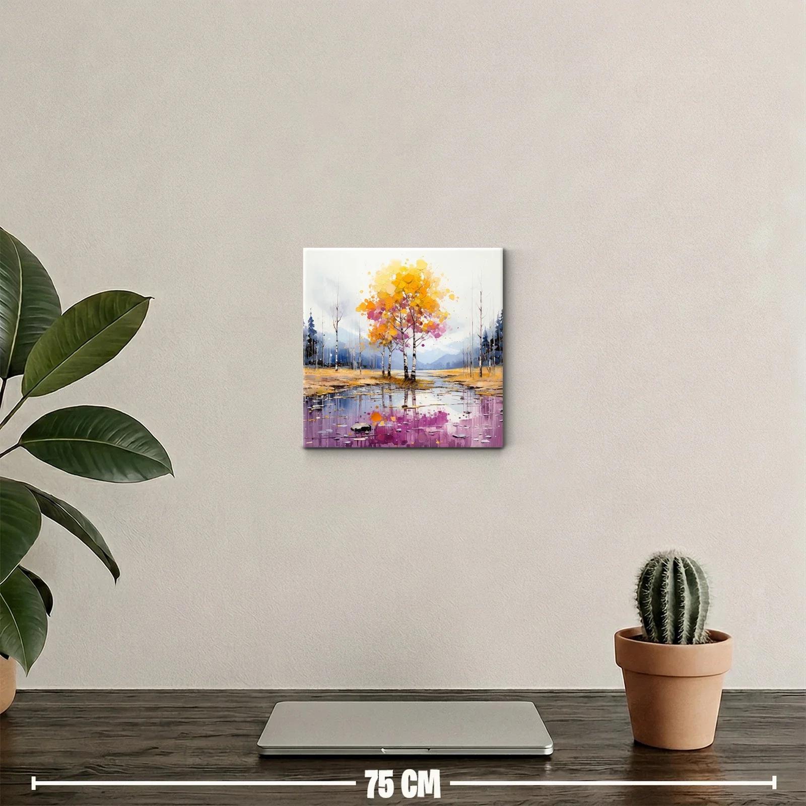 Paisaje otoñal con árboles de tonos cálidos y reflejos — miniatura 2