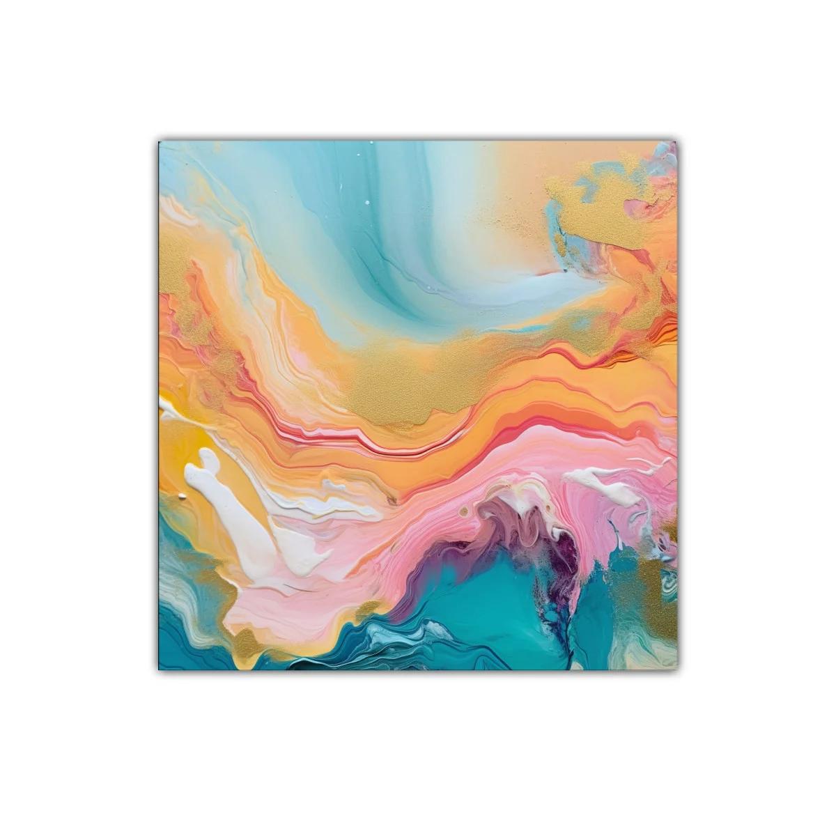 Cuadro abstracto fluido con tonos cálidos y vibrantes — imagen principal