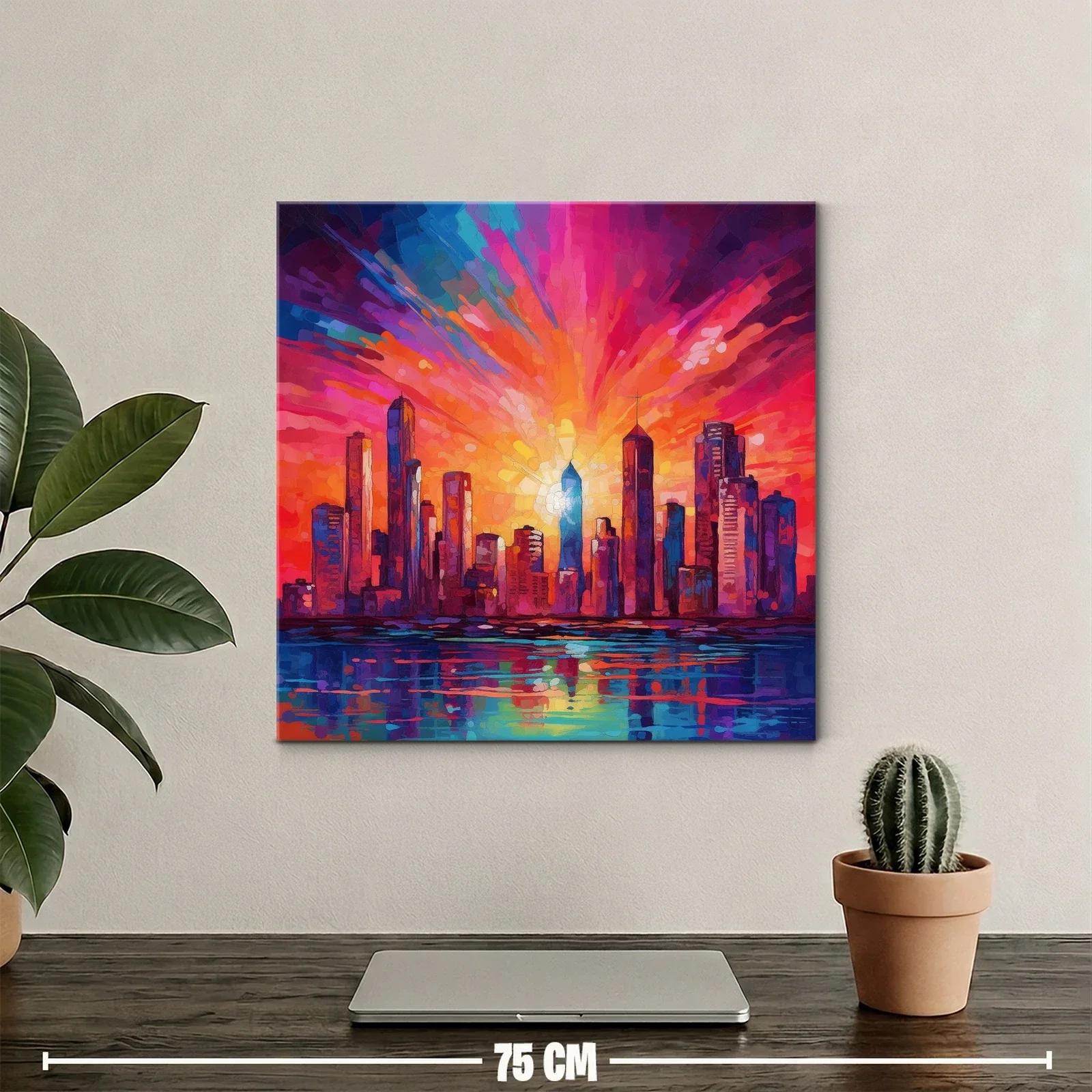 Atardecer vibrante sobre la ciudad moderna en tonos cálidos — miniatura 2