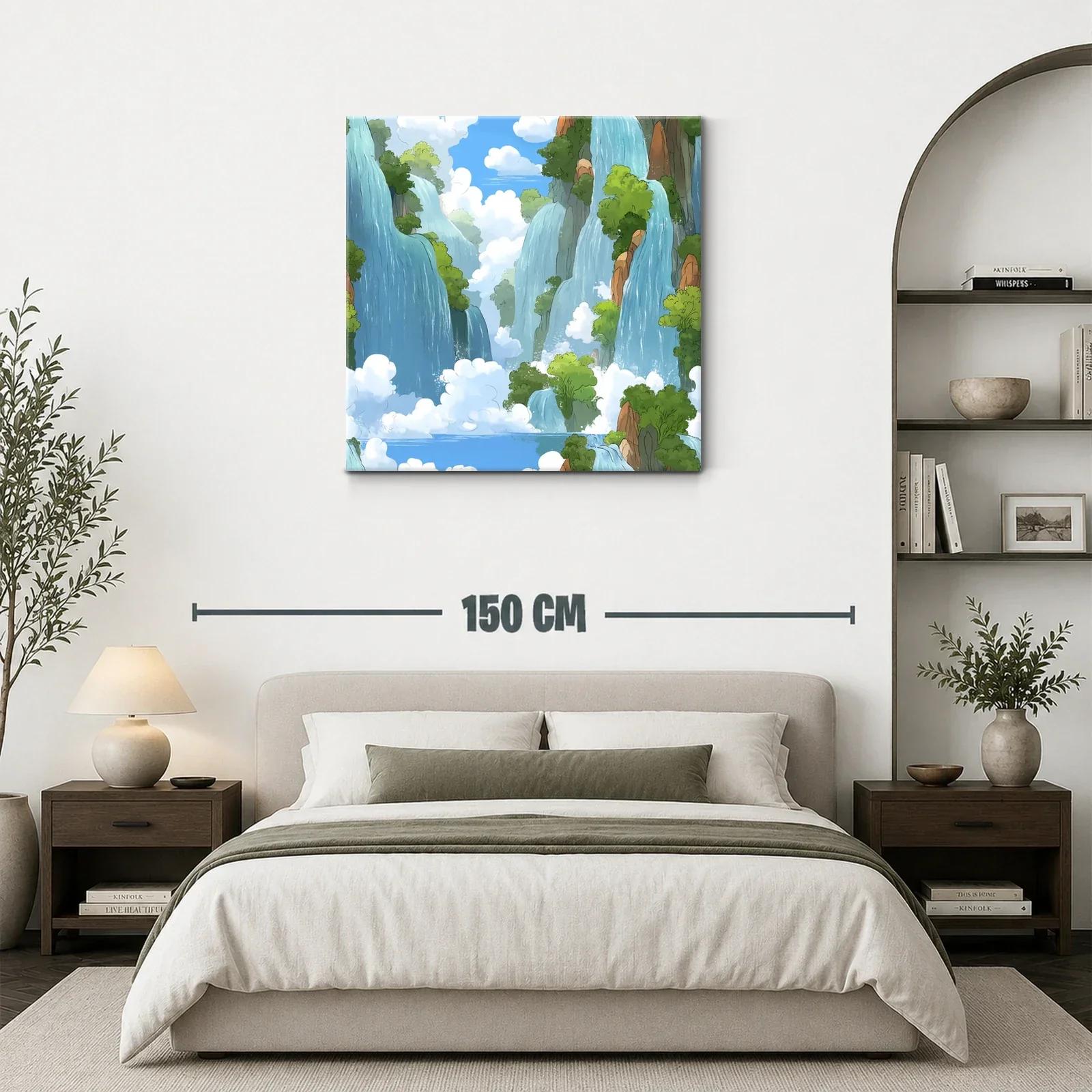 Paisaje de cascadas entre nubes y vegetación frondosa — miniatura 3