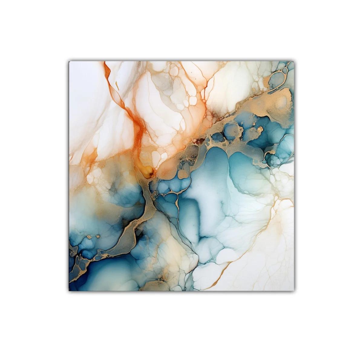 Composición abstracta con tonos azules y dorados cálidos — imagen principal
