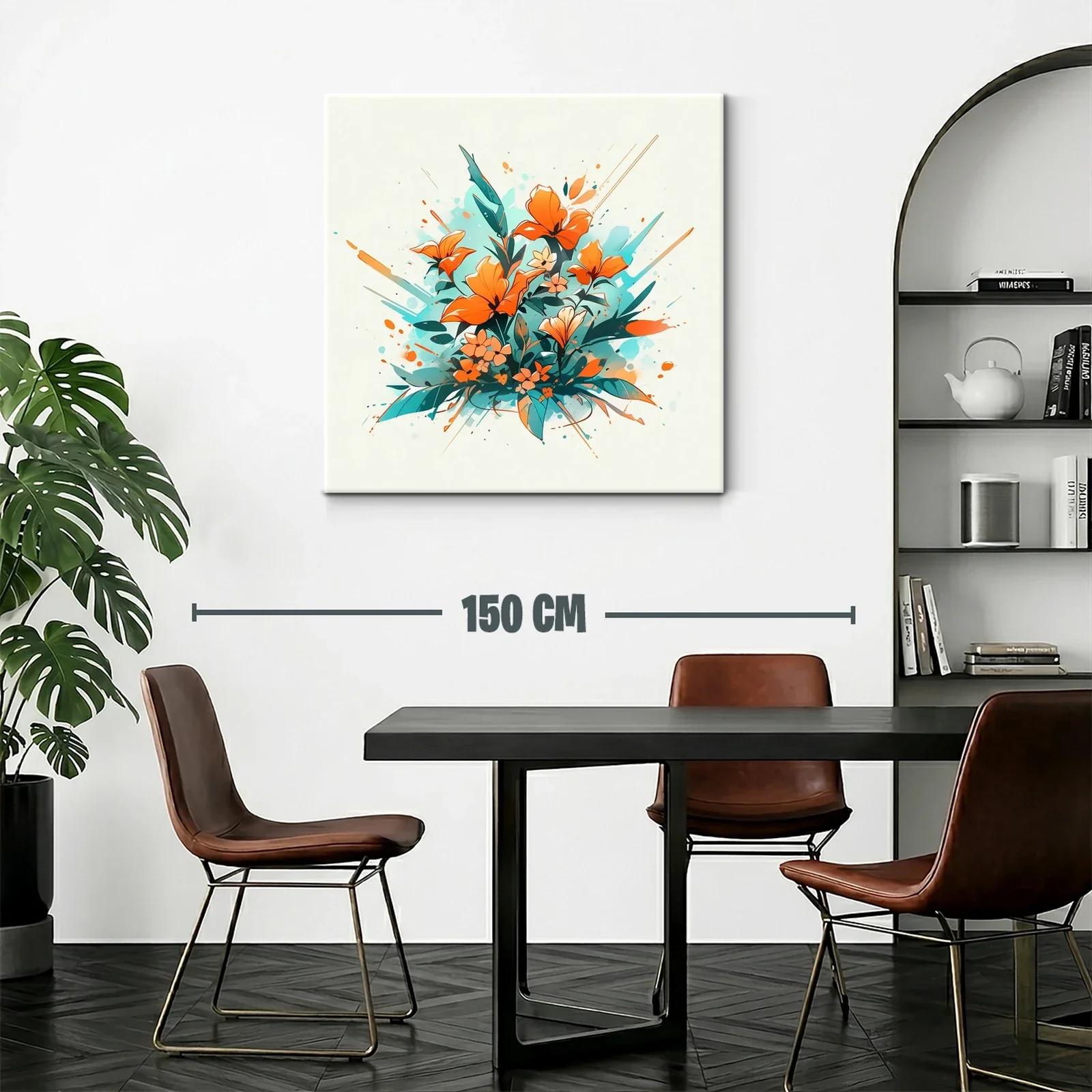 Composición vibrante de flores en tonos naranjas y verdes — miniatura 2