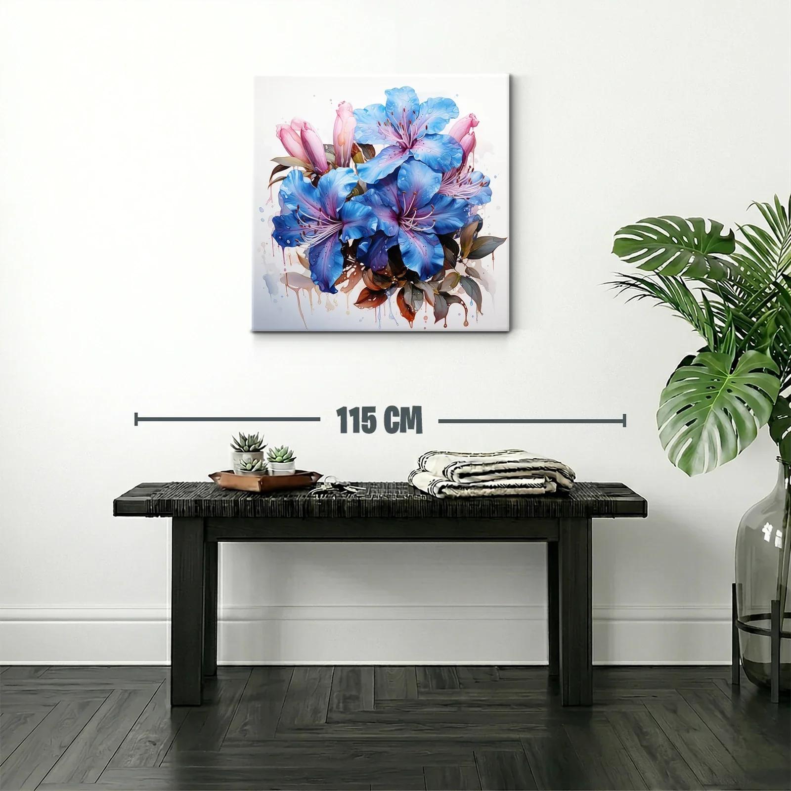 Vibrante composición floral con tonos azules y rosados cálidos — miniatura 2