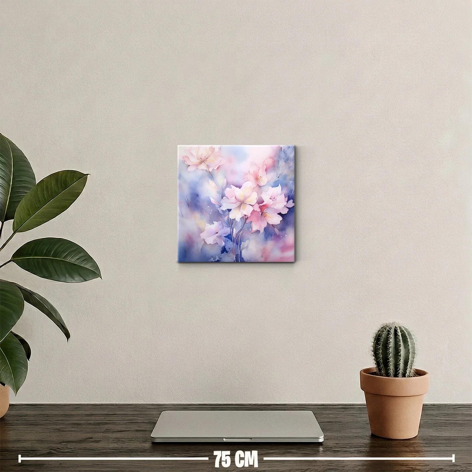 Cuadro floral en tonos suaves con efecto acuarela — miniatura 2